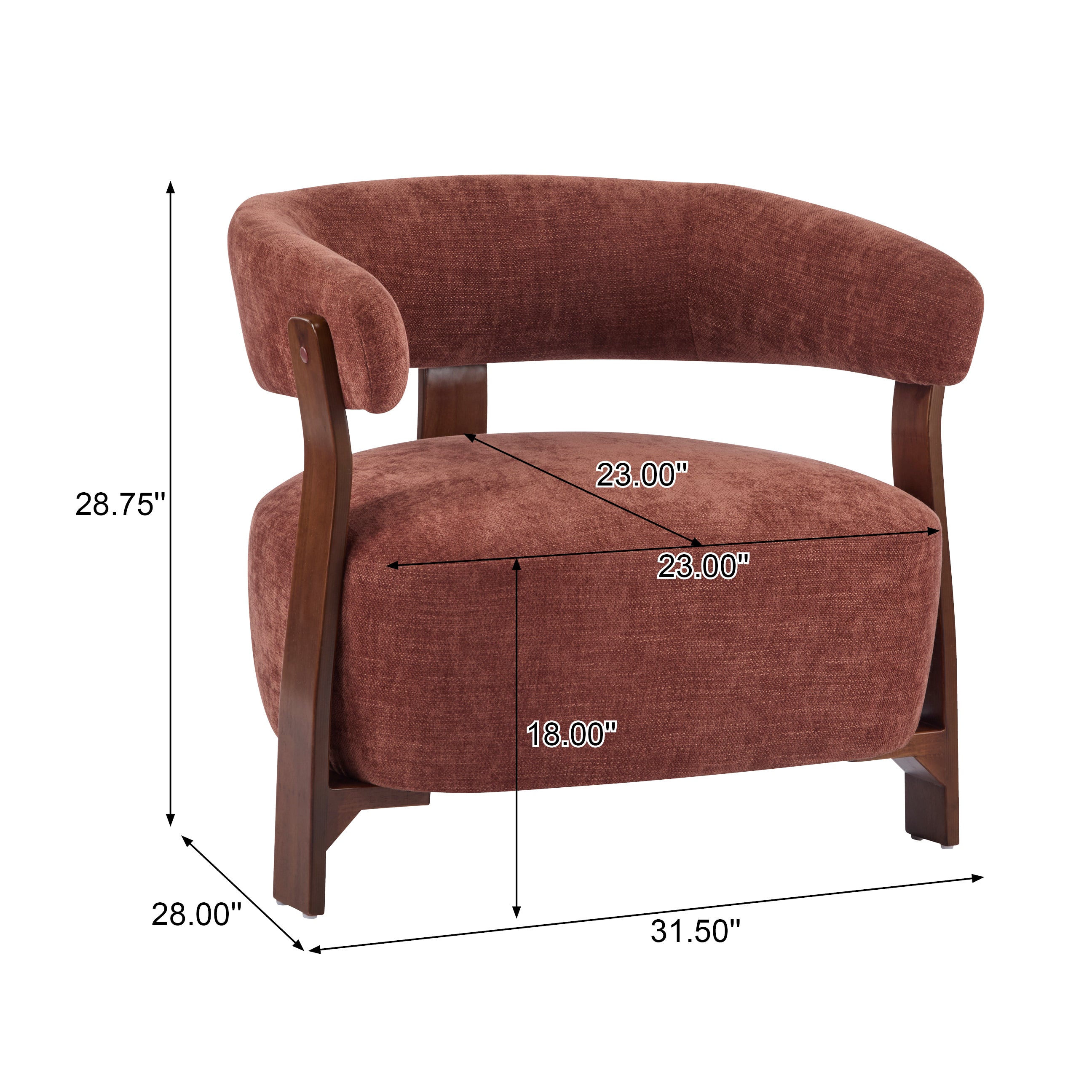 Modern Open-Back Accent Chair with Wooden Frame