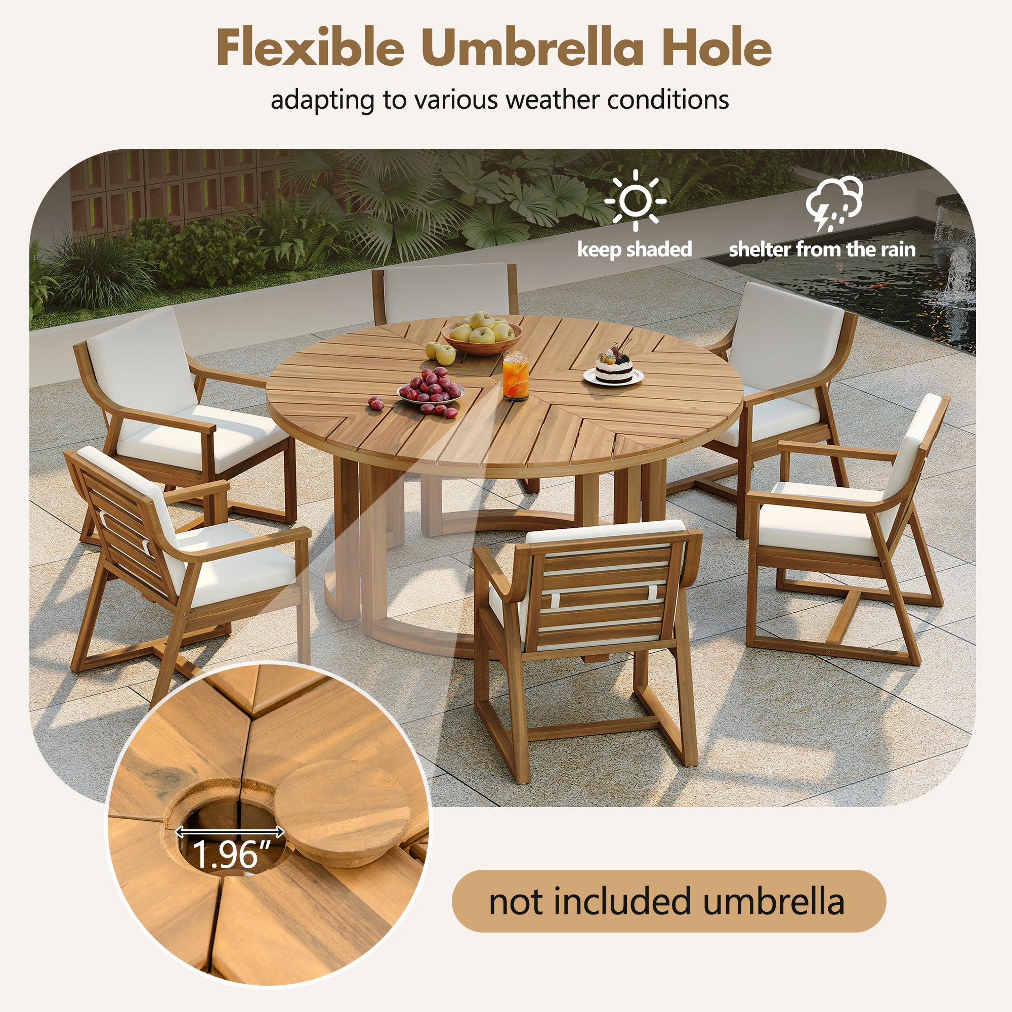 brown patio table 6 seater with umbrella TREXM Patio Dining Table Set for 6 – Pier 1