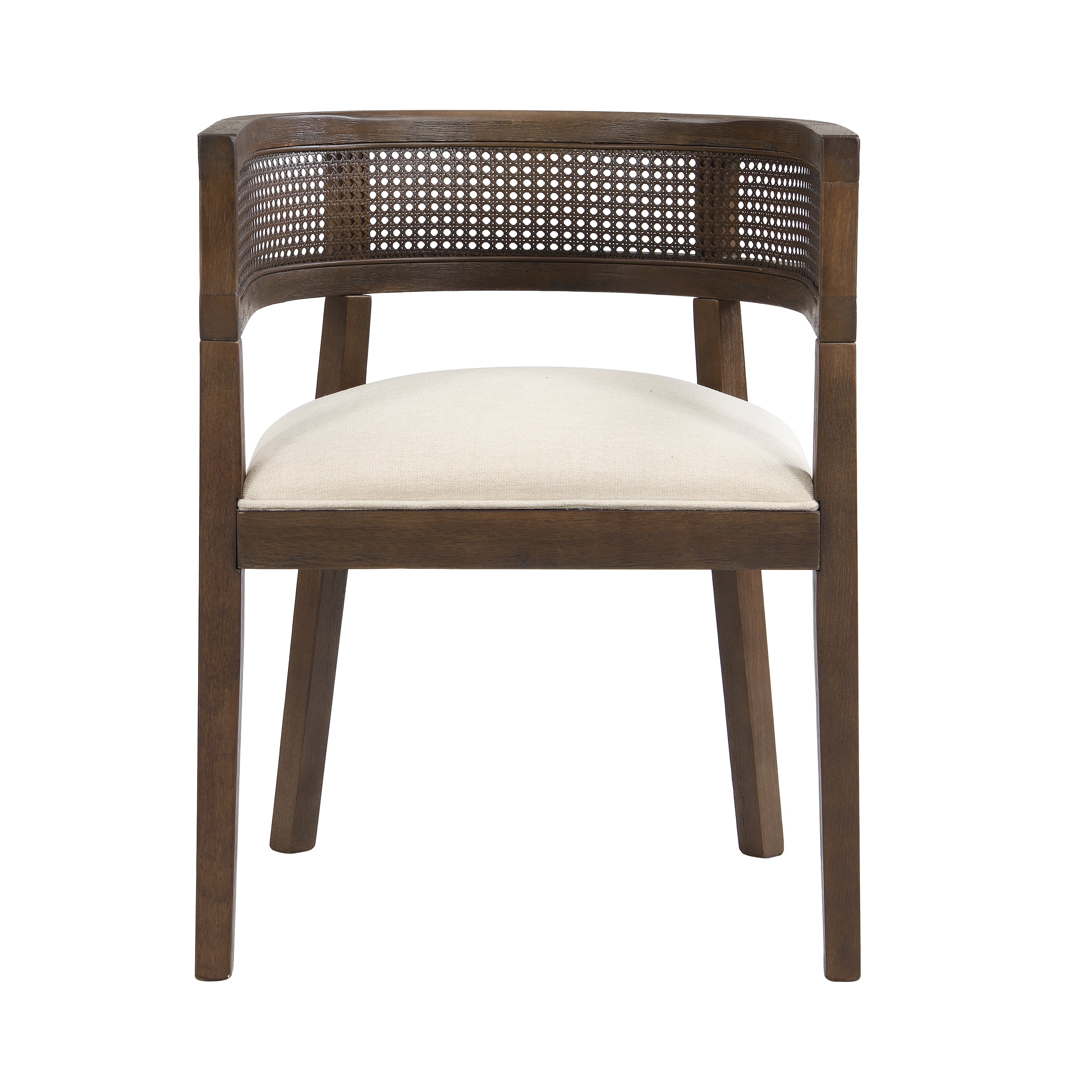 Barrel Dining Chair with Rattan Back, Set of 2