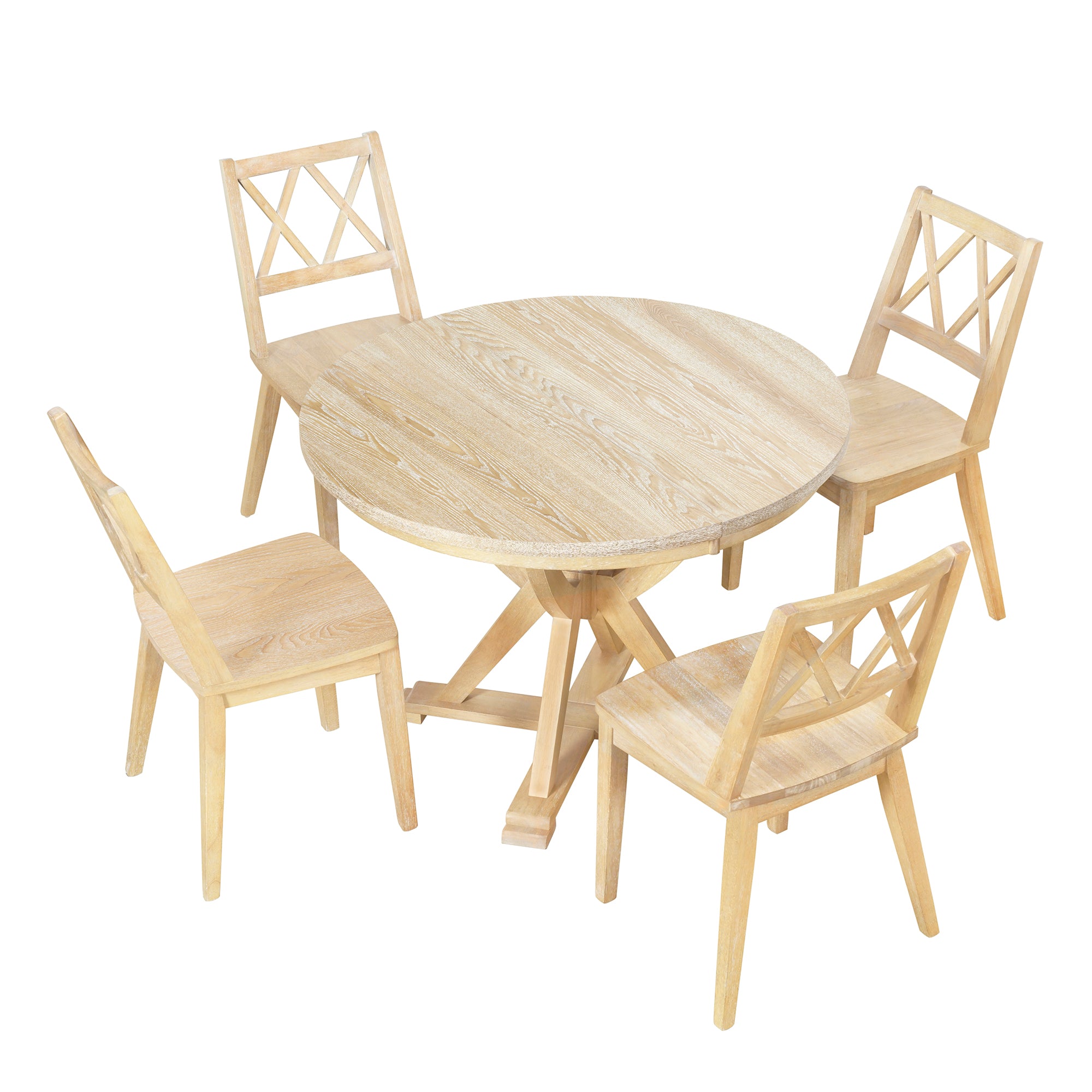 5-Piece Dining Set with Extendable Oval Table and 4 Cross Back Dining Chairs