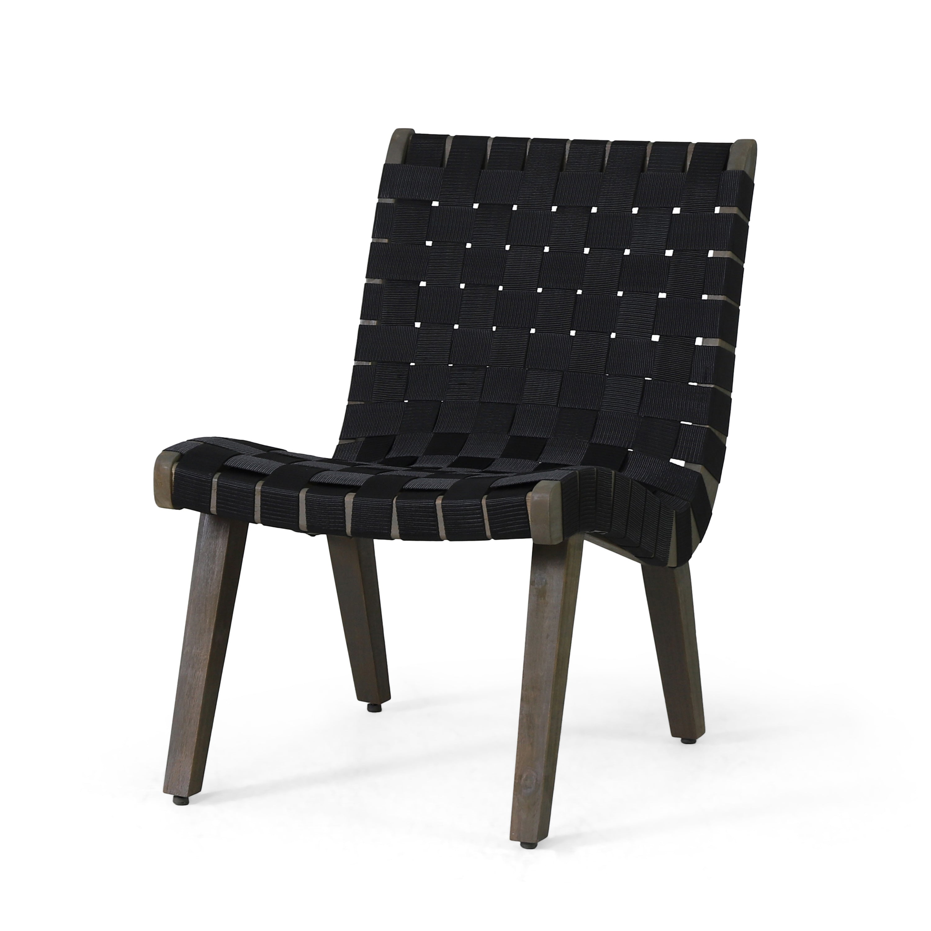 Delights Outdoor Lounge Chair with Rope Weave Design and Wood Frame, Set of 2