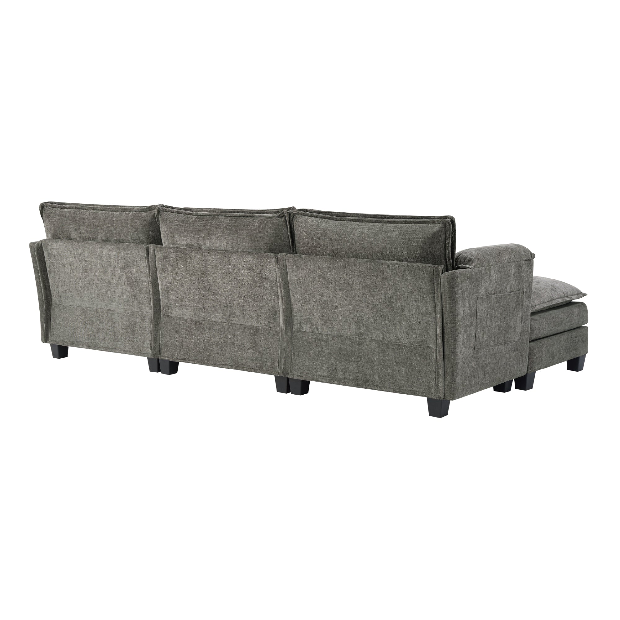 L-Shaped Corduroy Corner Sofa with Storage Armrest Cushions