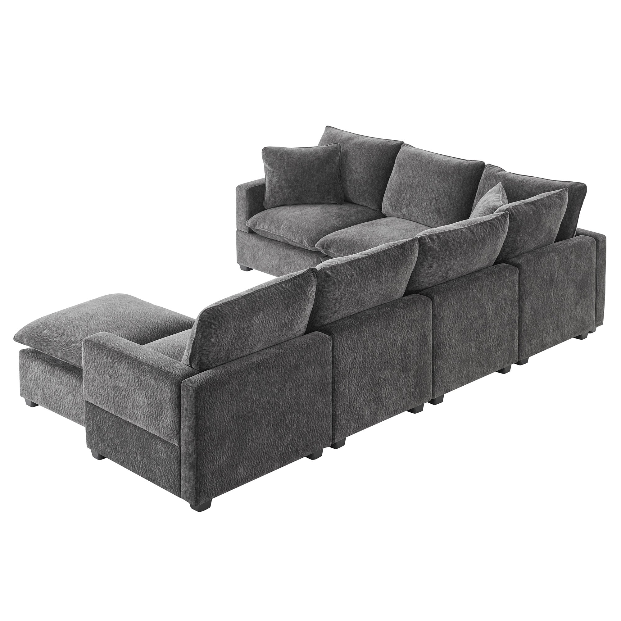 Chenille Modular U-Shape Sectional Sofa, Seats 7