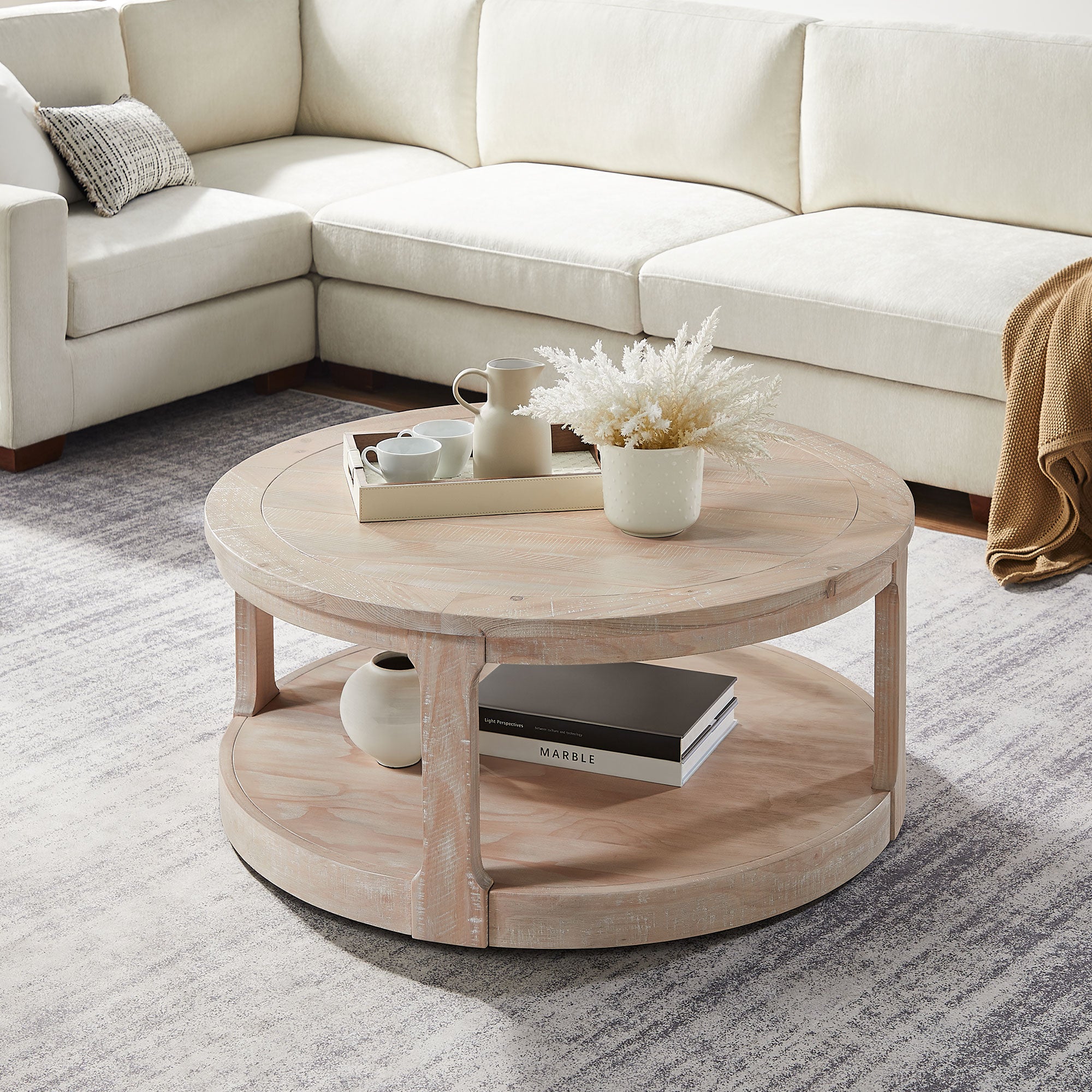 Large Traditional Round Coffee Table