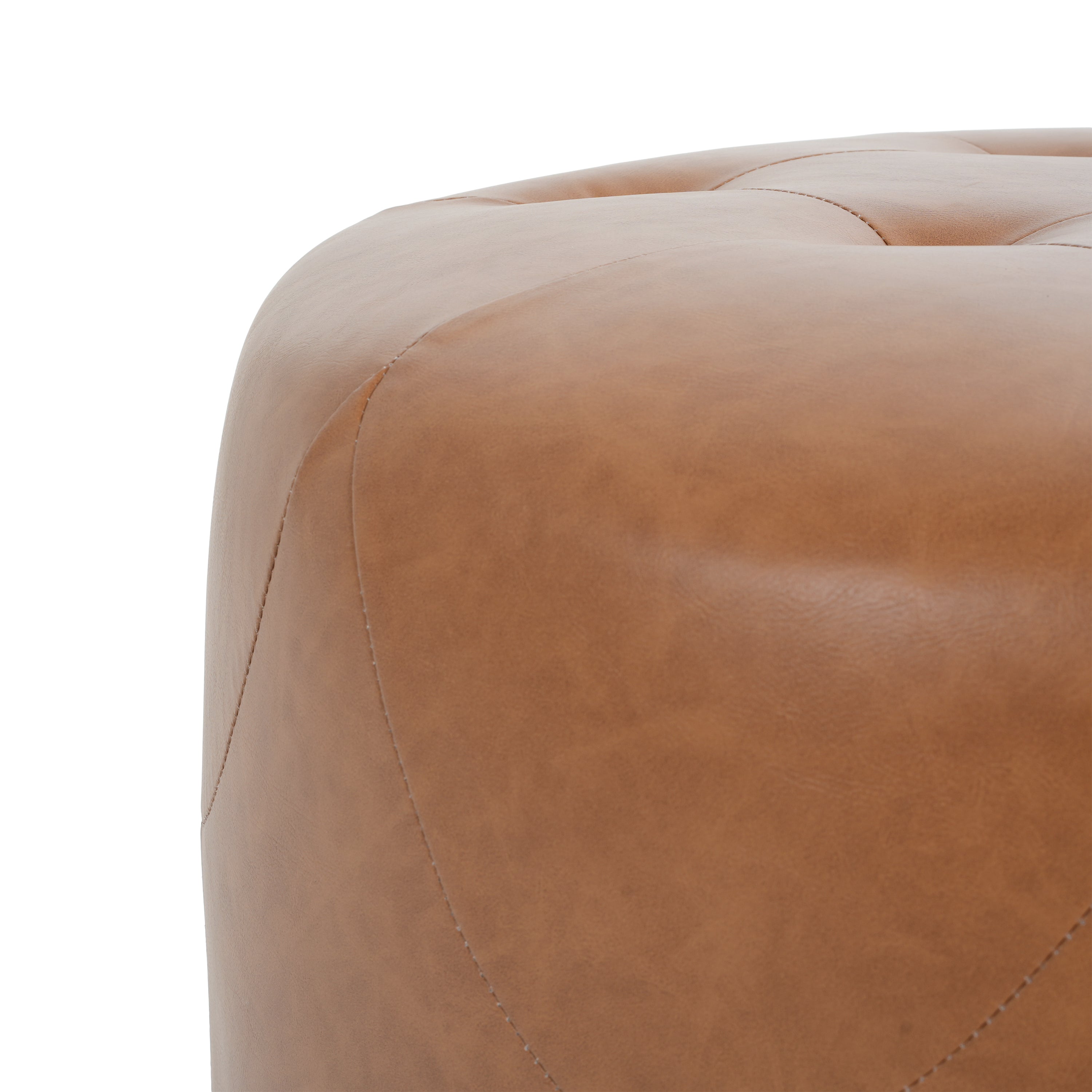 Upholstered Button Tufted Round Ottoman