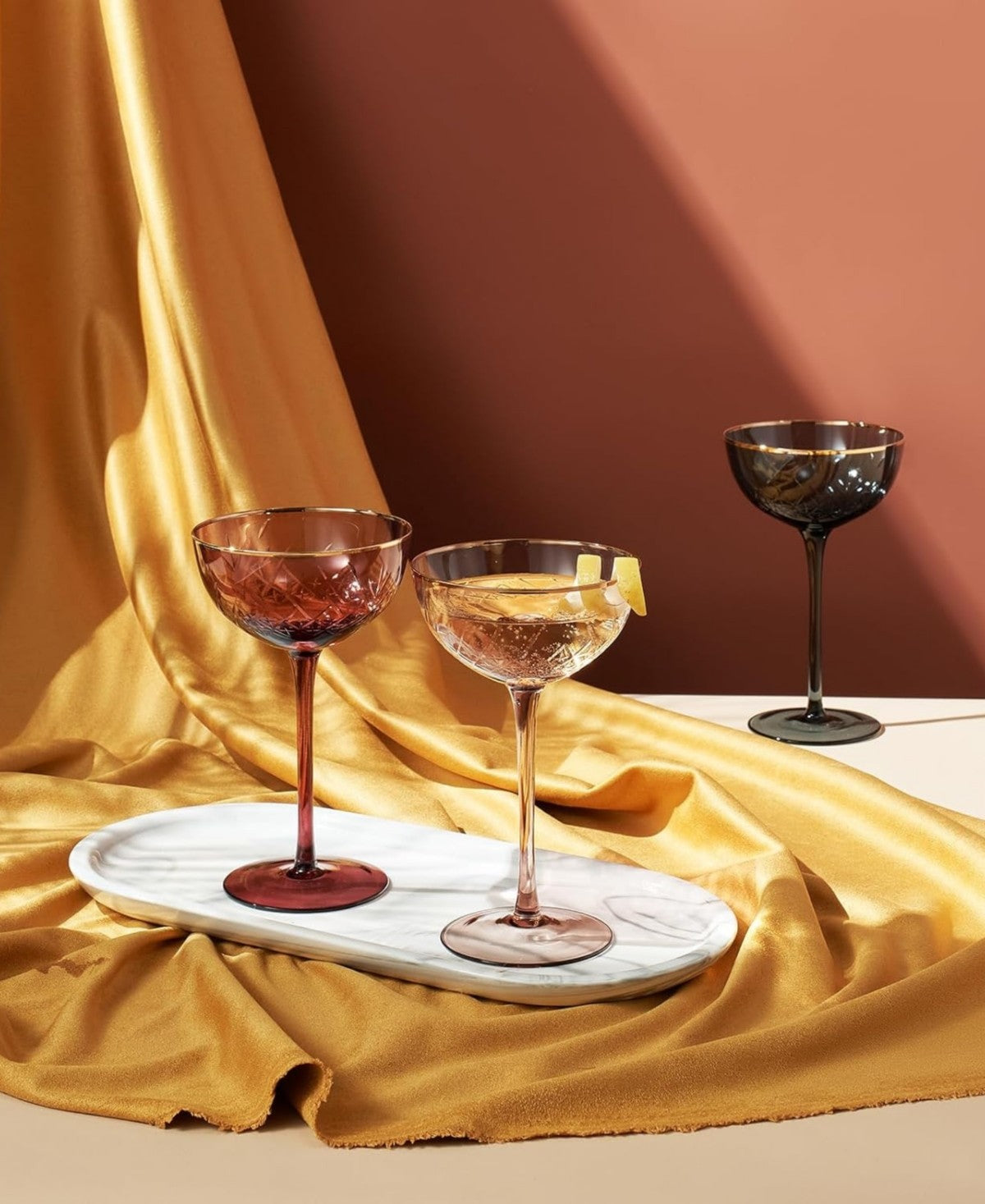 Muted Vintage Art Deco Coupes Set of 6