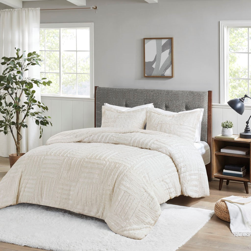 Faux Fur Geometric Down Alternative Comforter Mini Set