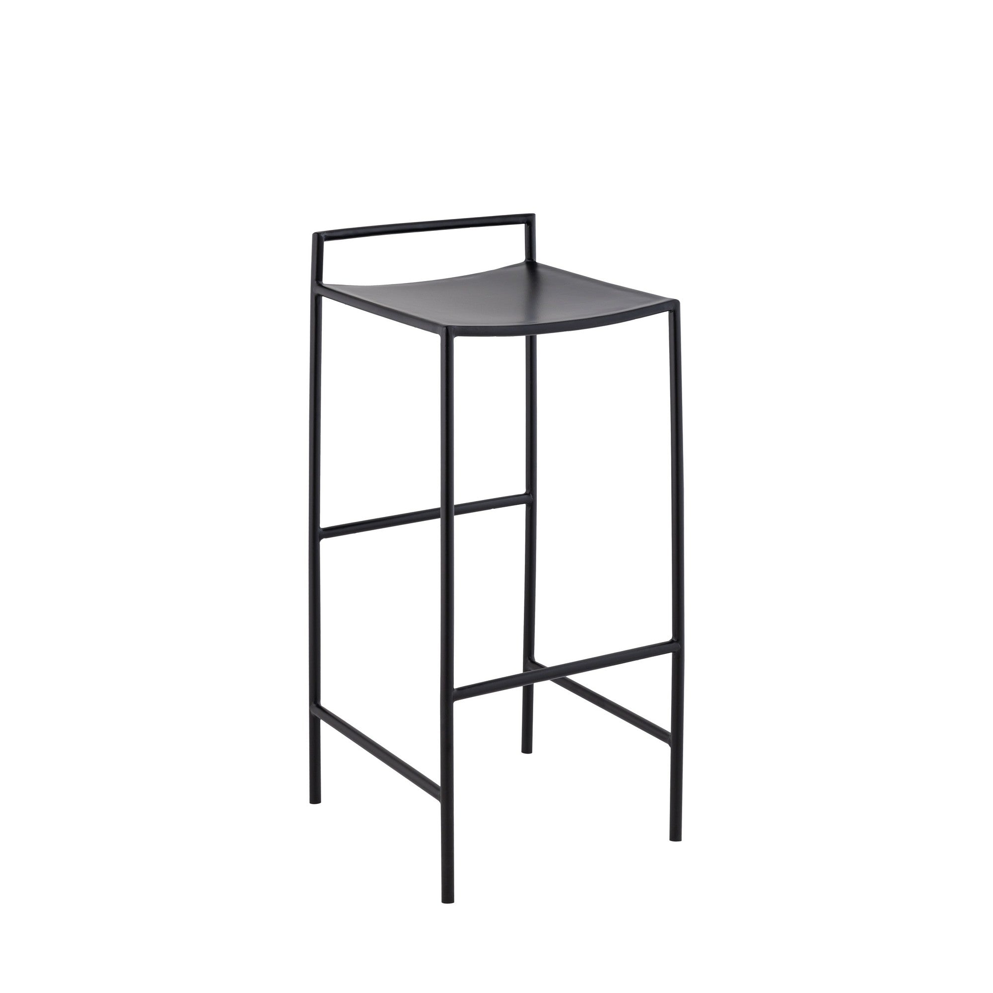 Svelte Coastal Contemporary Iron Saddle-Seat Low-Back Bar Stool with Foot Rest