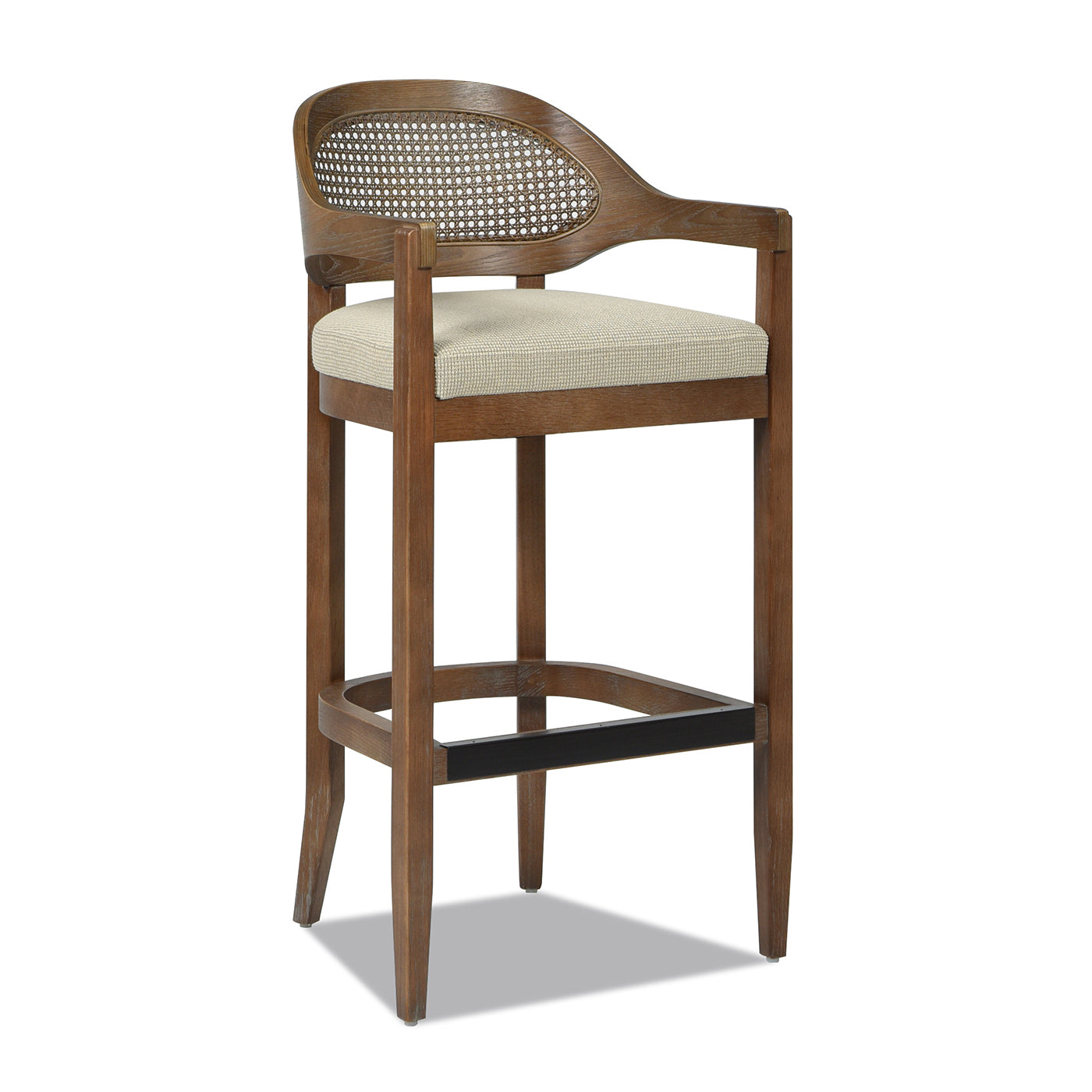 Americana Mid-Century Modern Cane Back Bar Stool
