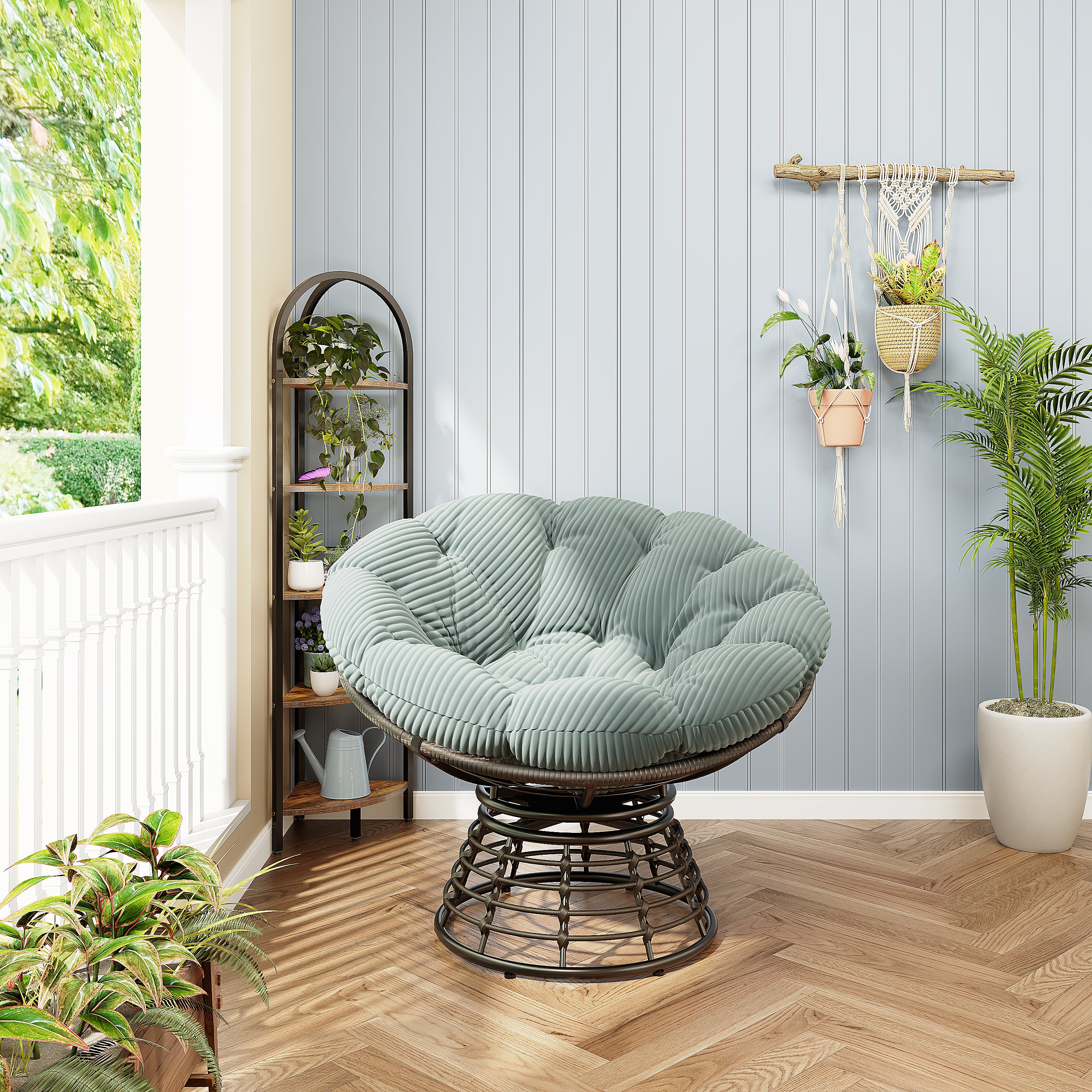 The Original Papasan™ 360° Swivel Indoor Outdoor Wicker Papasan Chair with Soft Thick Cushion