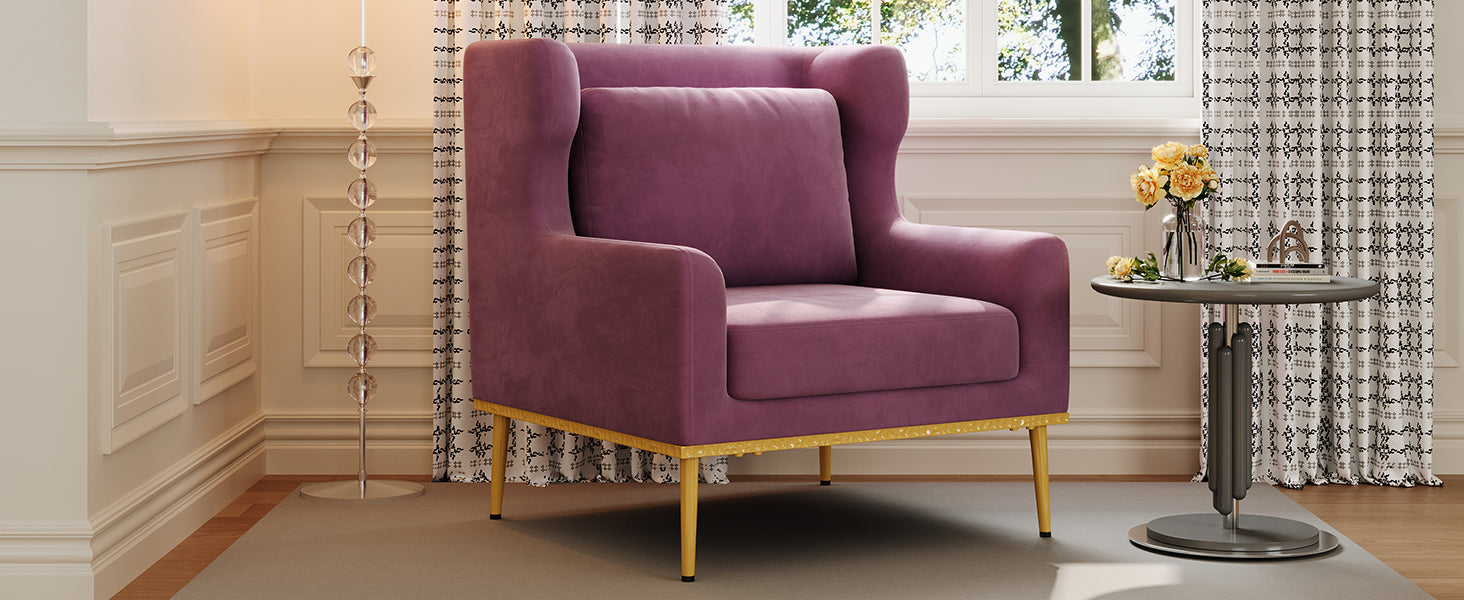 Modern Armchair Velvet Accent Chair Reading Chair Single Sofa Chair for Living Room, Bedroom, or Reading Corner, Beige