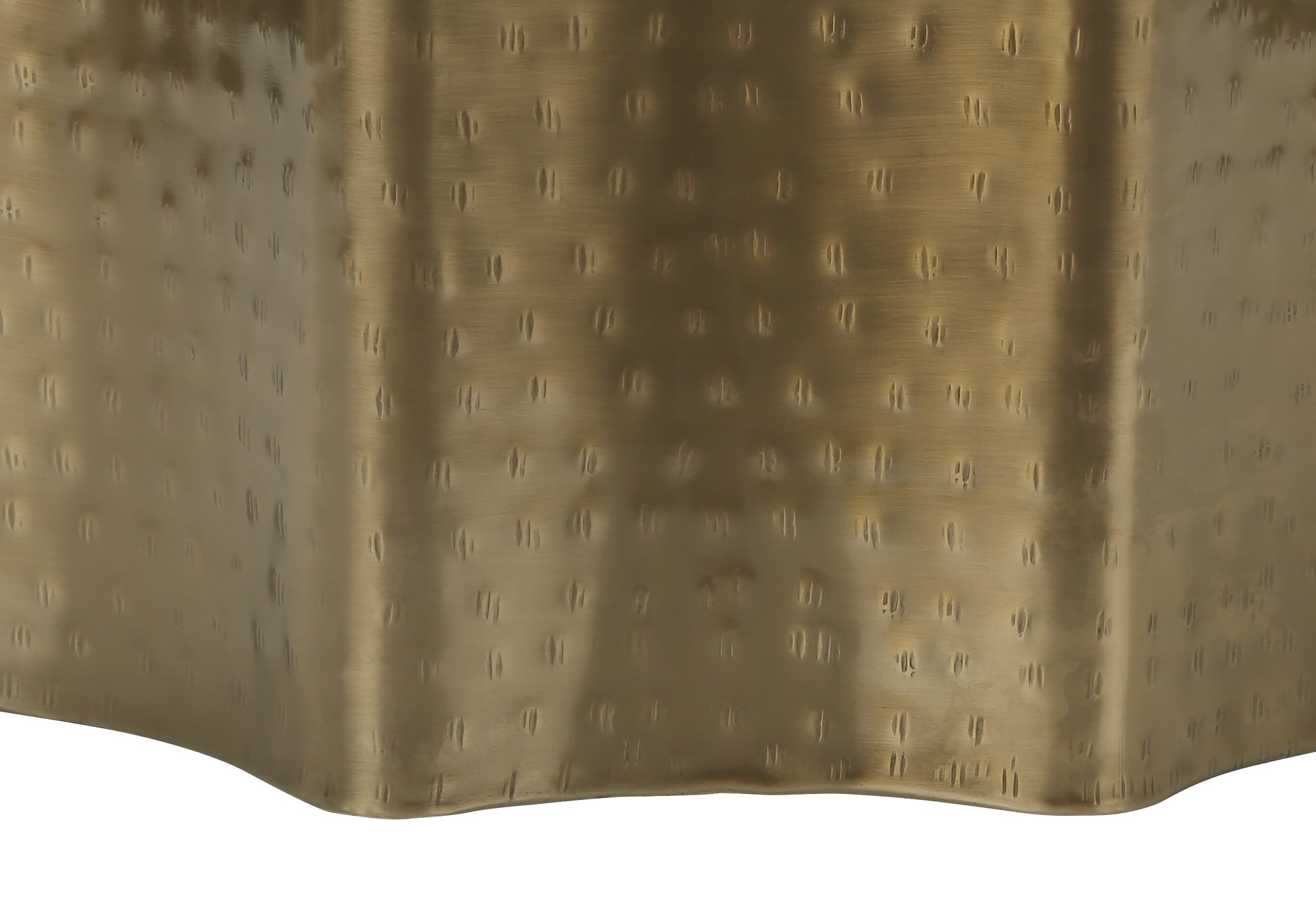 Artifact End Table with Scalloped Design and Hammered Texture