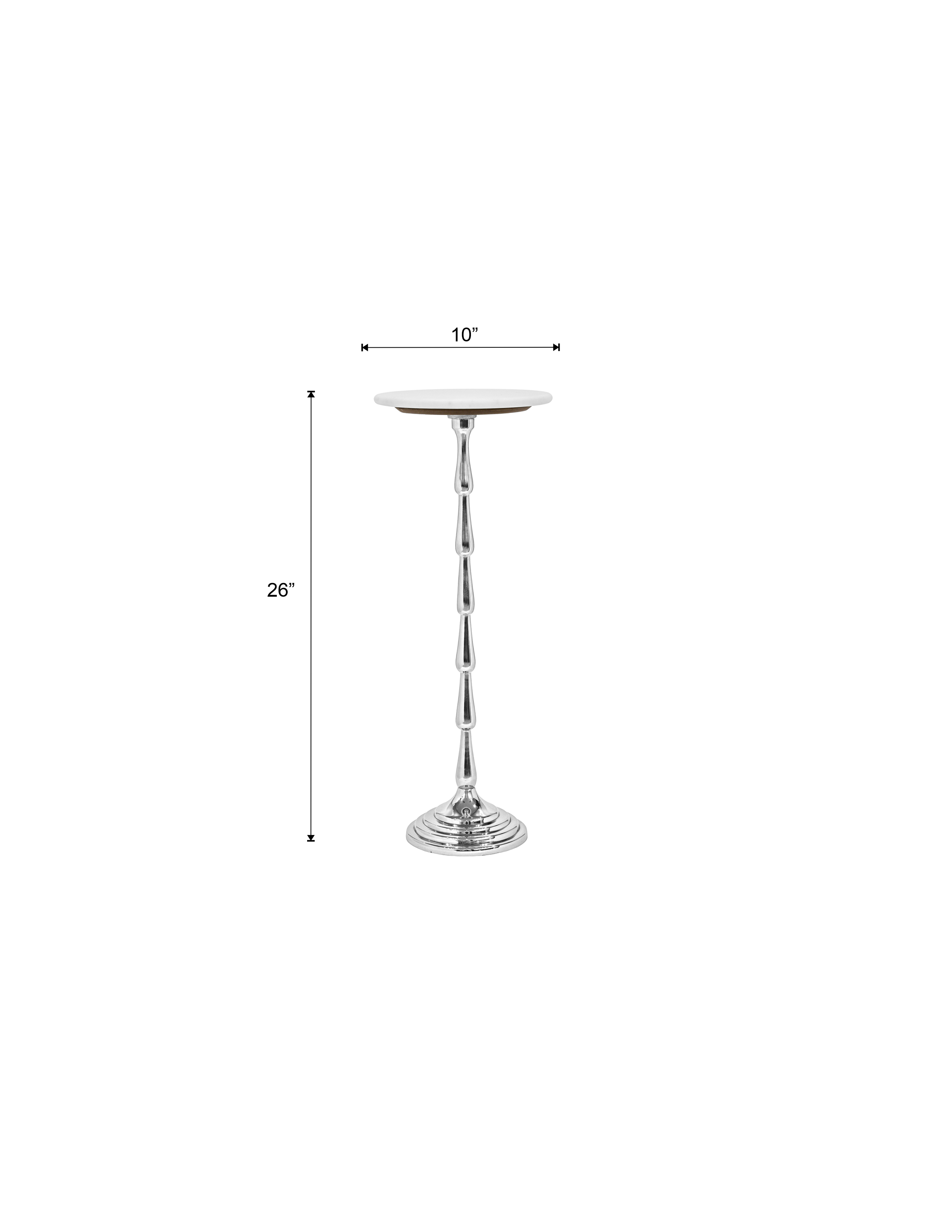 Drink Table with White Marble Top  and Aluminum Base