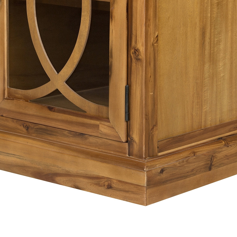 Wooden Desk with Glass Door and 2 Drawers