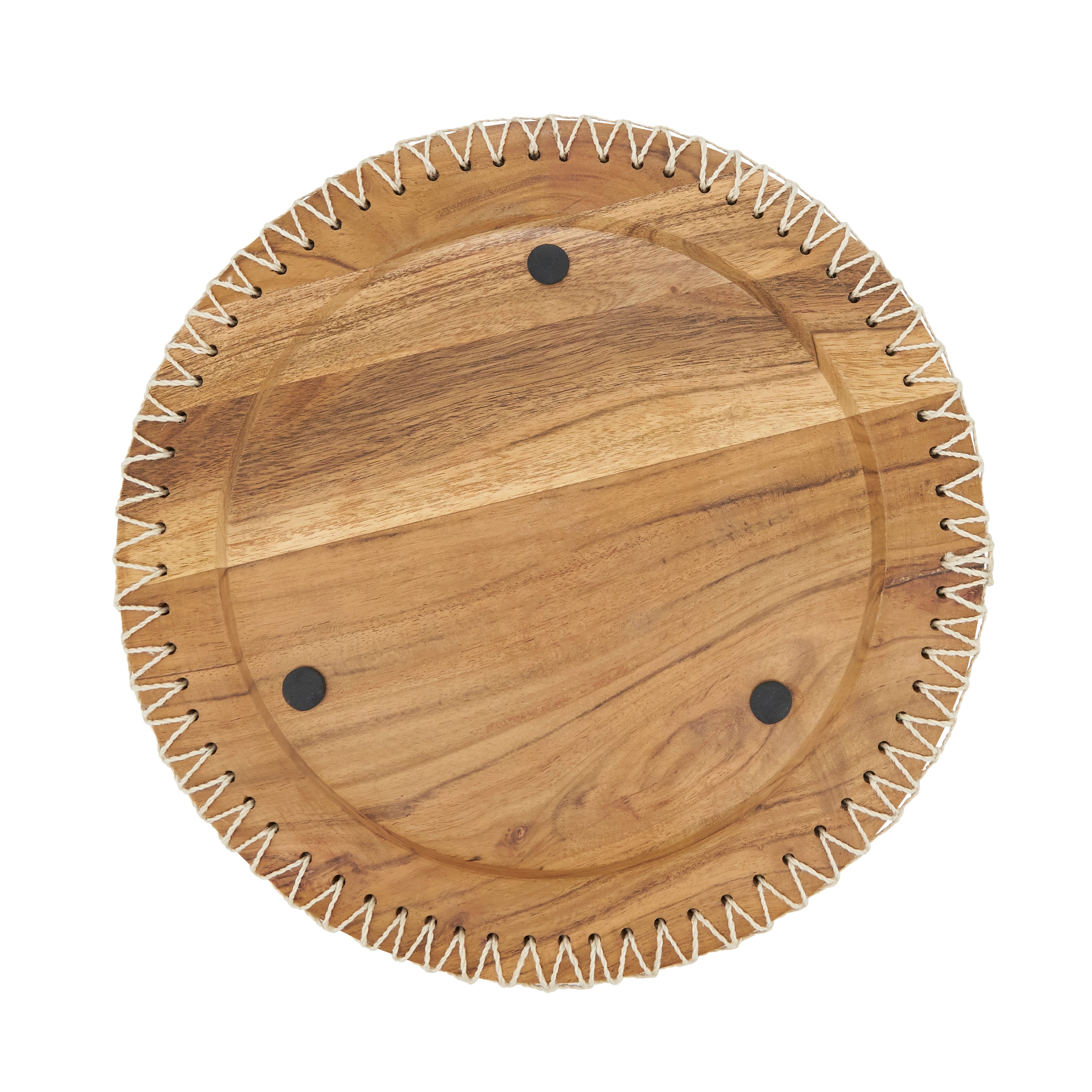 Rustic Stitched Edge Wood Charger, Set of 4