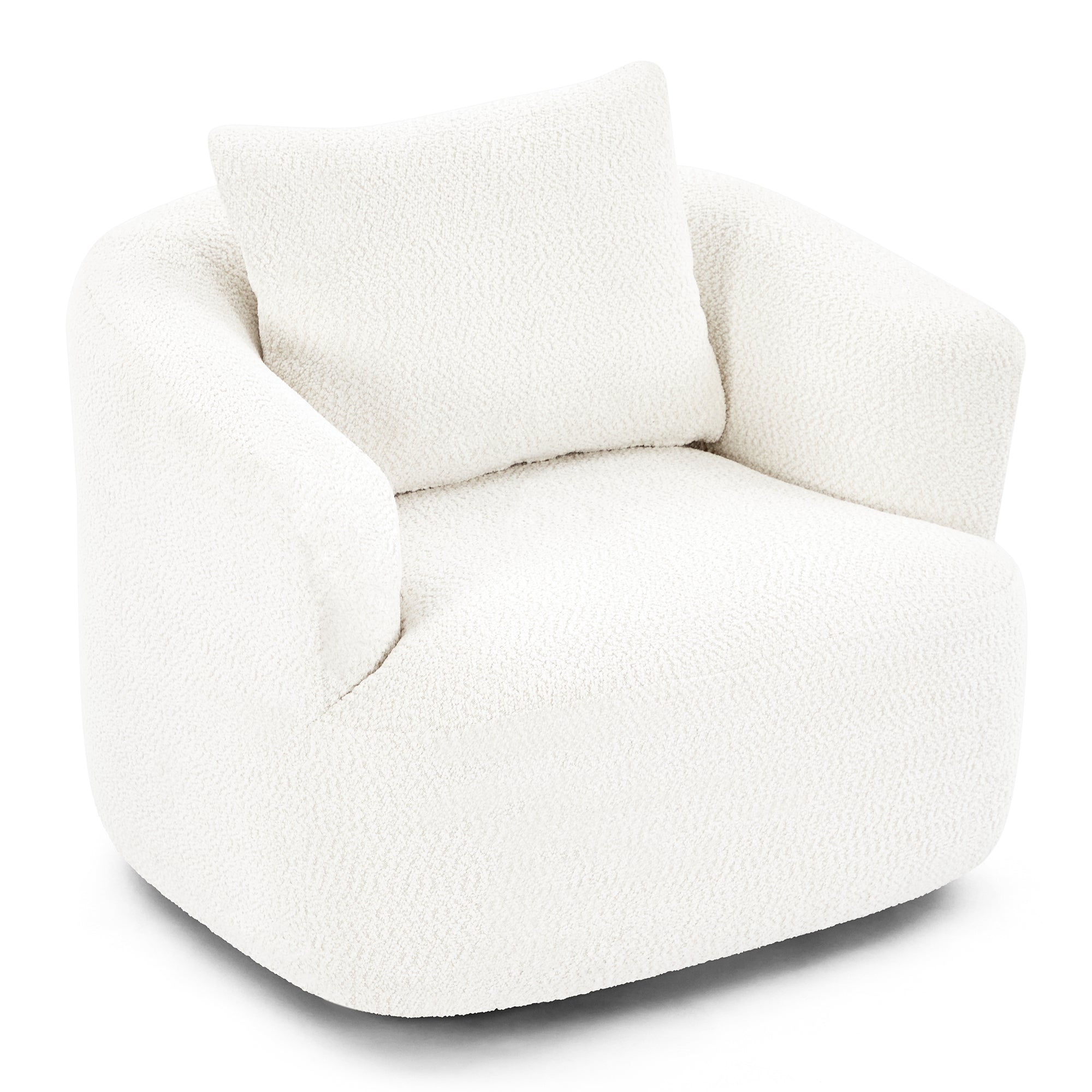 360° Swivel Barrel Chenille Upholstered Accent Chair with Throw Pillow