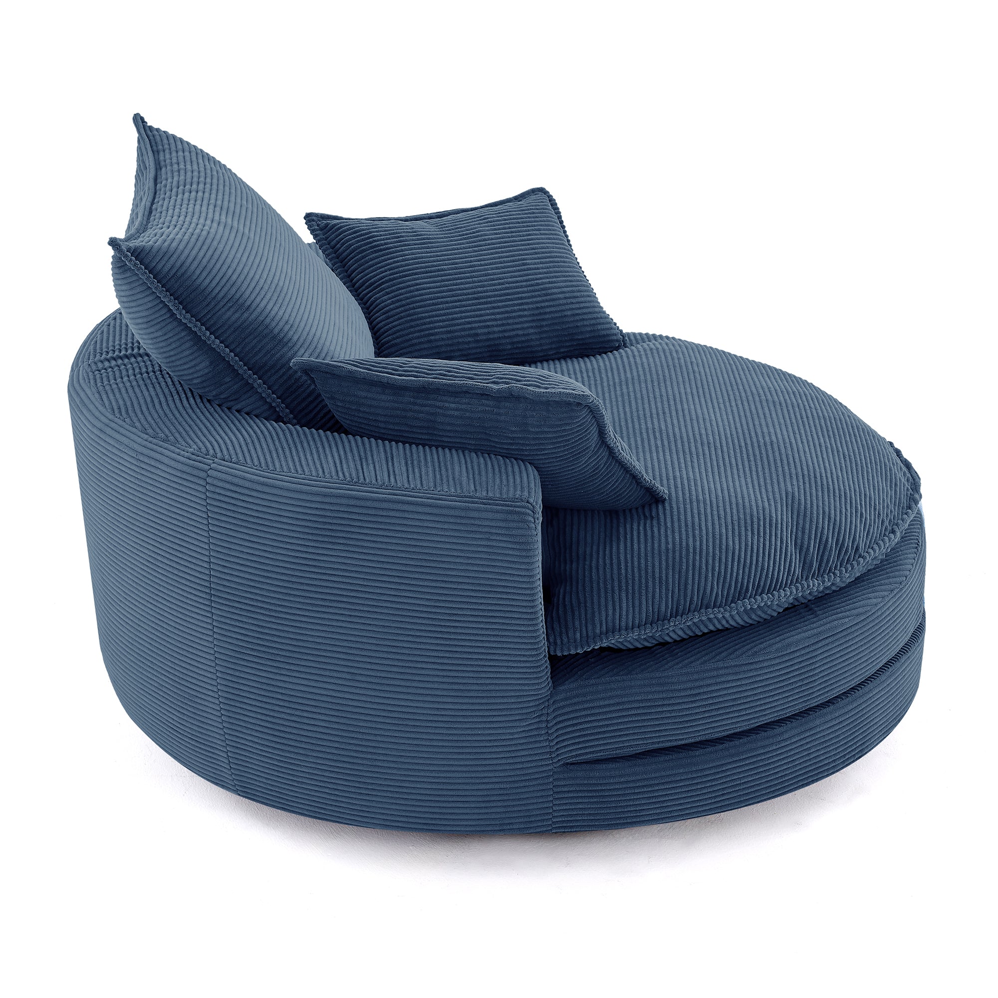 Corduroy 360° Swivel Accent Barrel Chair with 3 Removable Pillows
