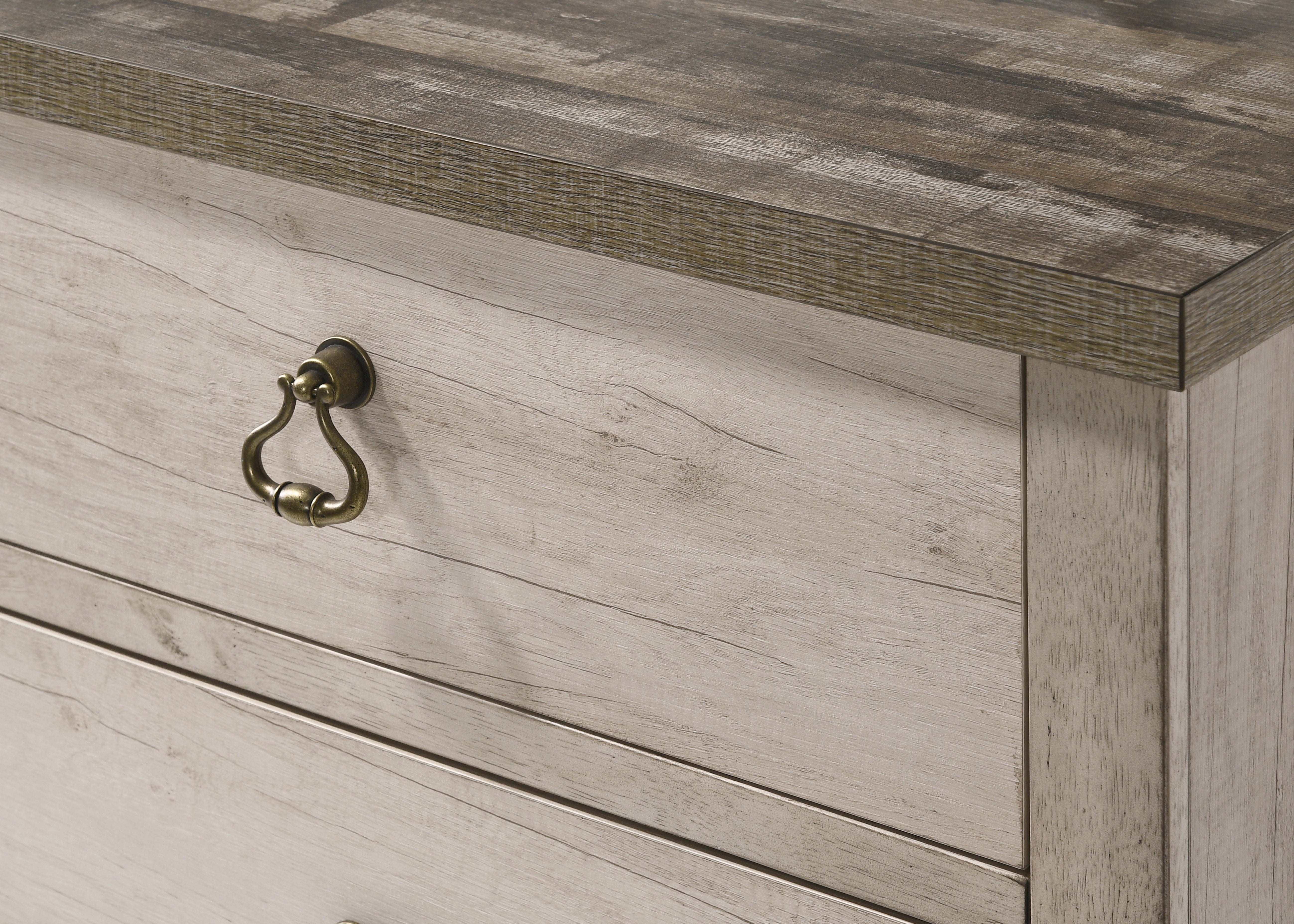 Cottage Style Distressed 2 Drawer Nightstand