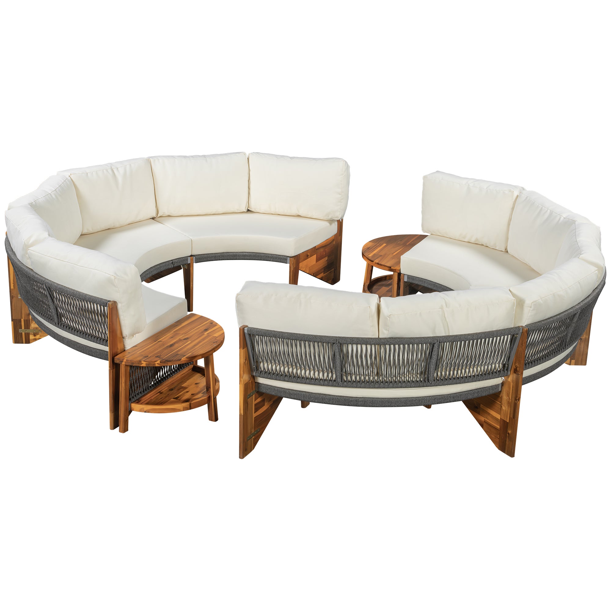 3-Piece Outdoor Semi-Circle Sofa Set for 6