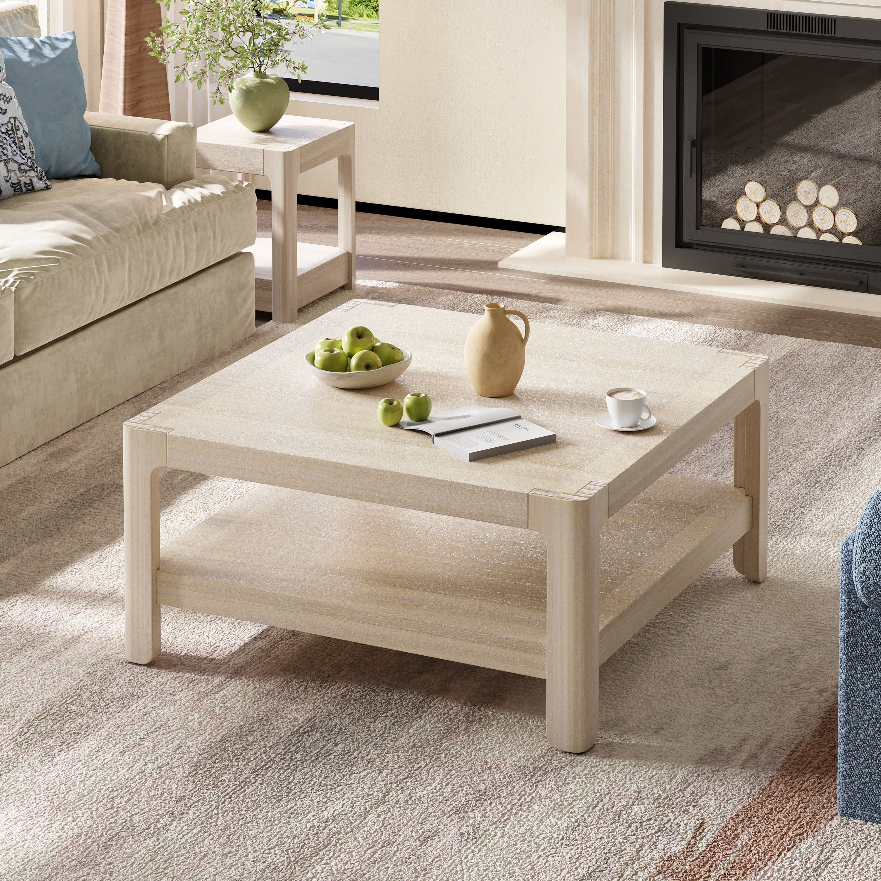 Modern Farmhouse Coffee Table with Soft Rounded Profile