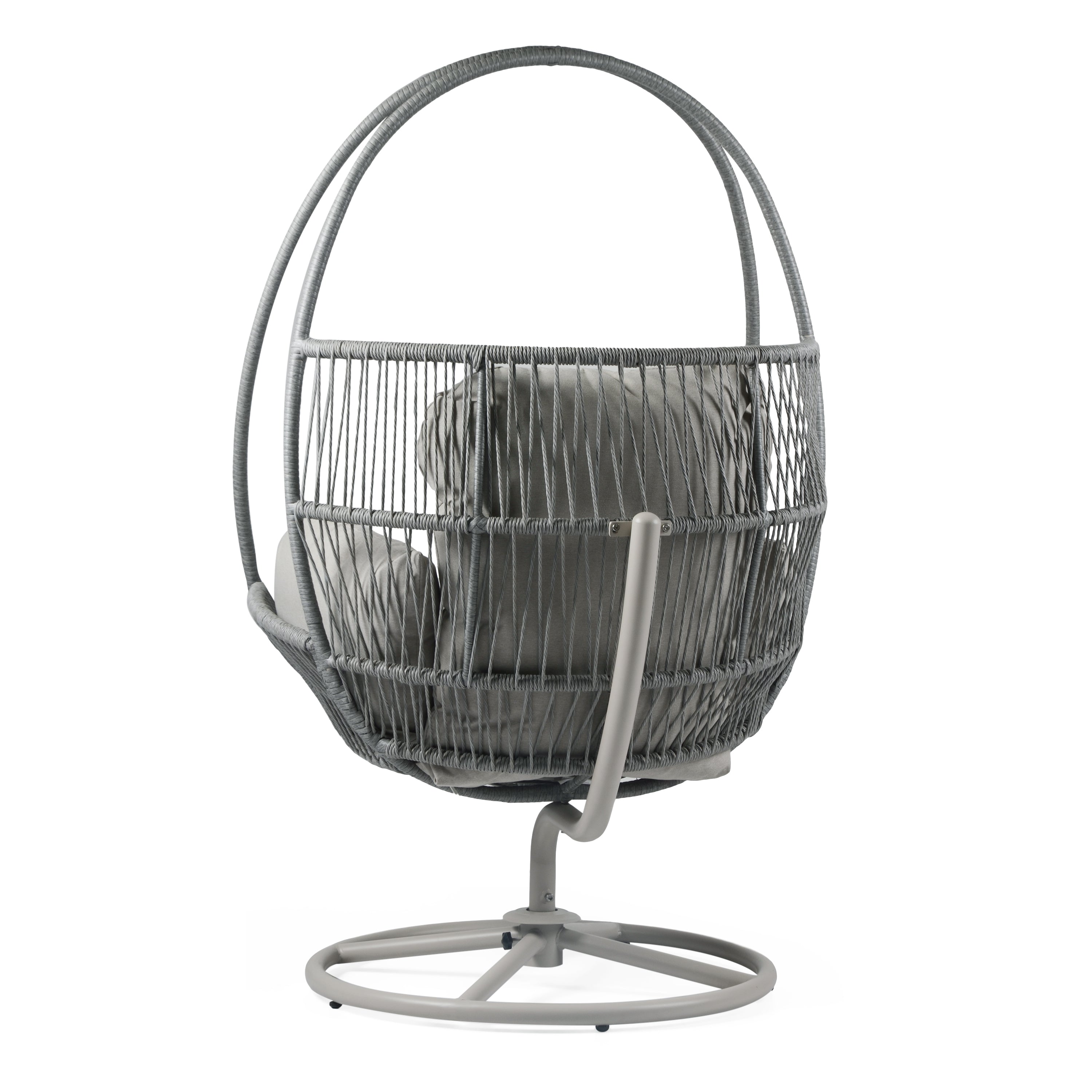 Outdoor Wicker Swivel Lounge Chair with Cushions and Sturdy Iron Base