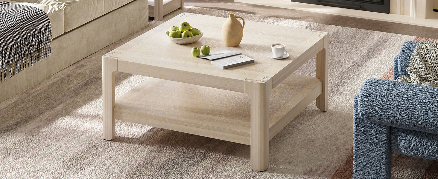 Modern Farmhouse Coffee Table with Soft Rounded Profile