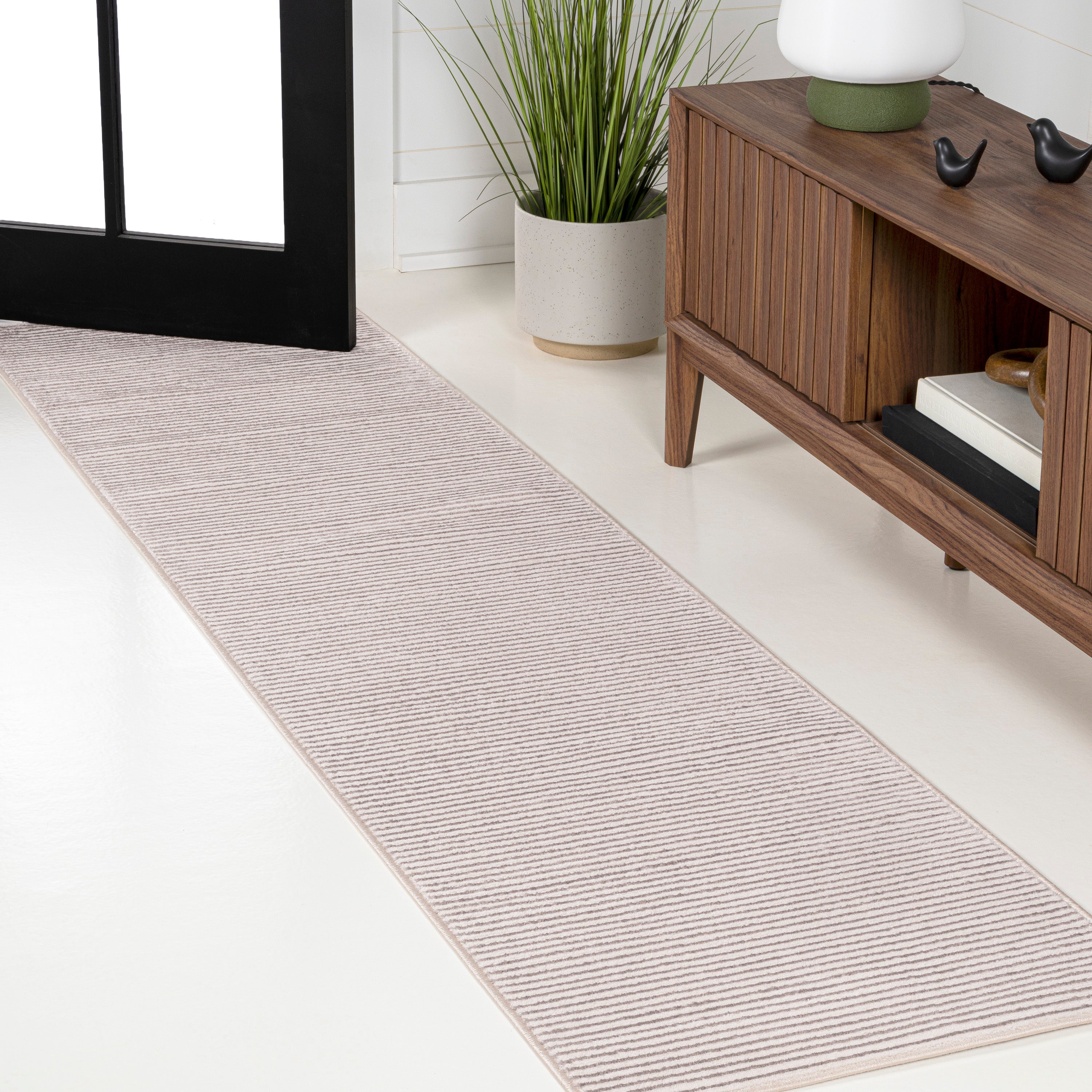 Cole Modern Minimalist Pinstripe High-Low Area Rug