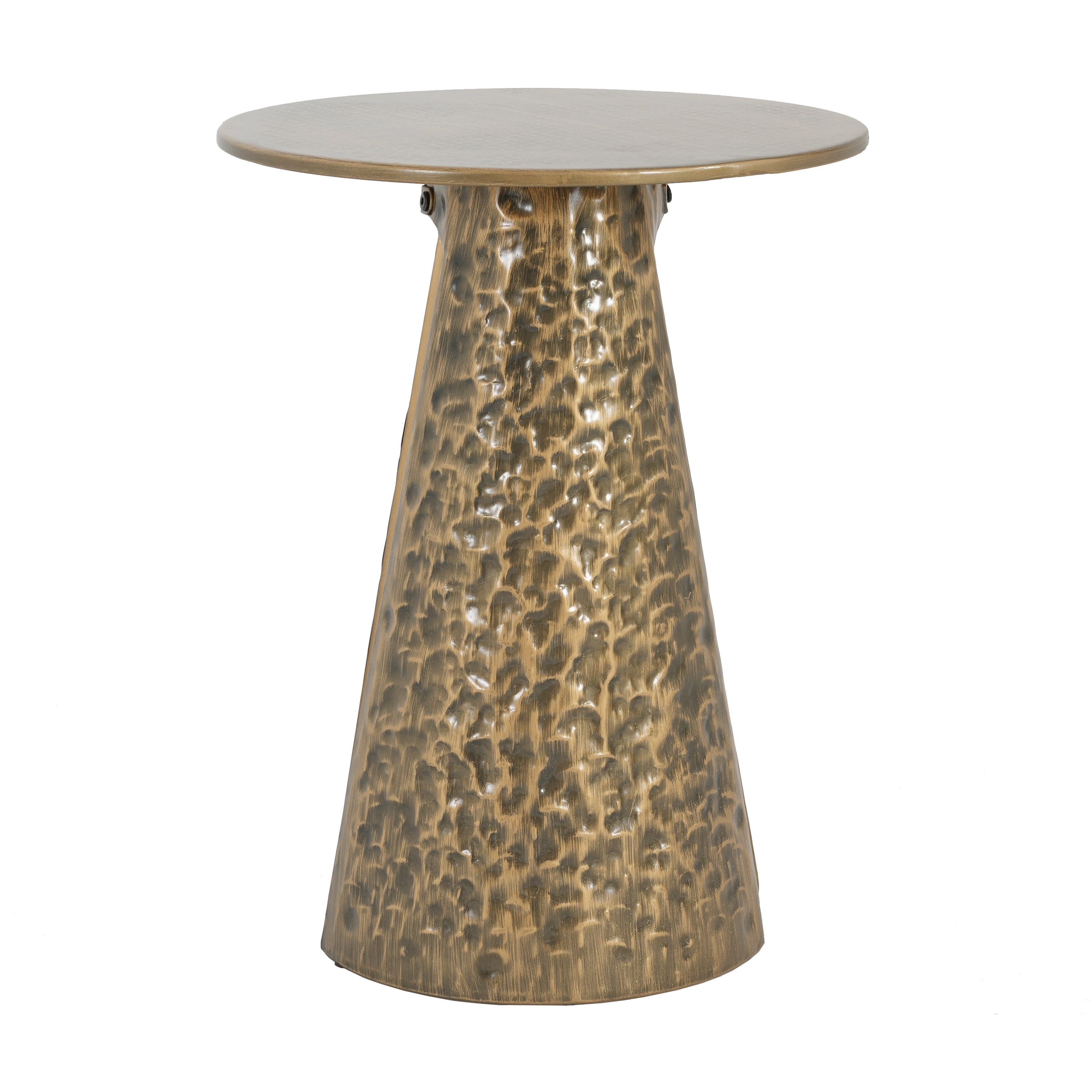Hand-Hammered Metal Accent Side Table