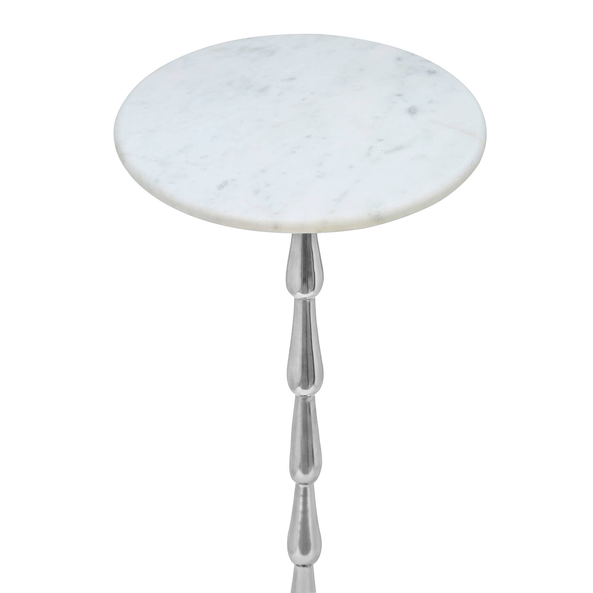 Drink Table with White Marble Top  and Aluminum Base
