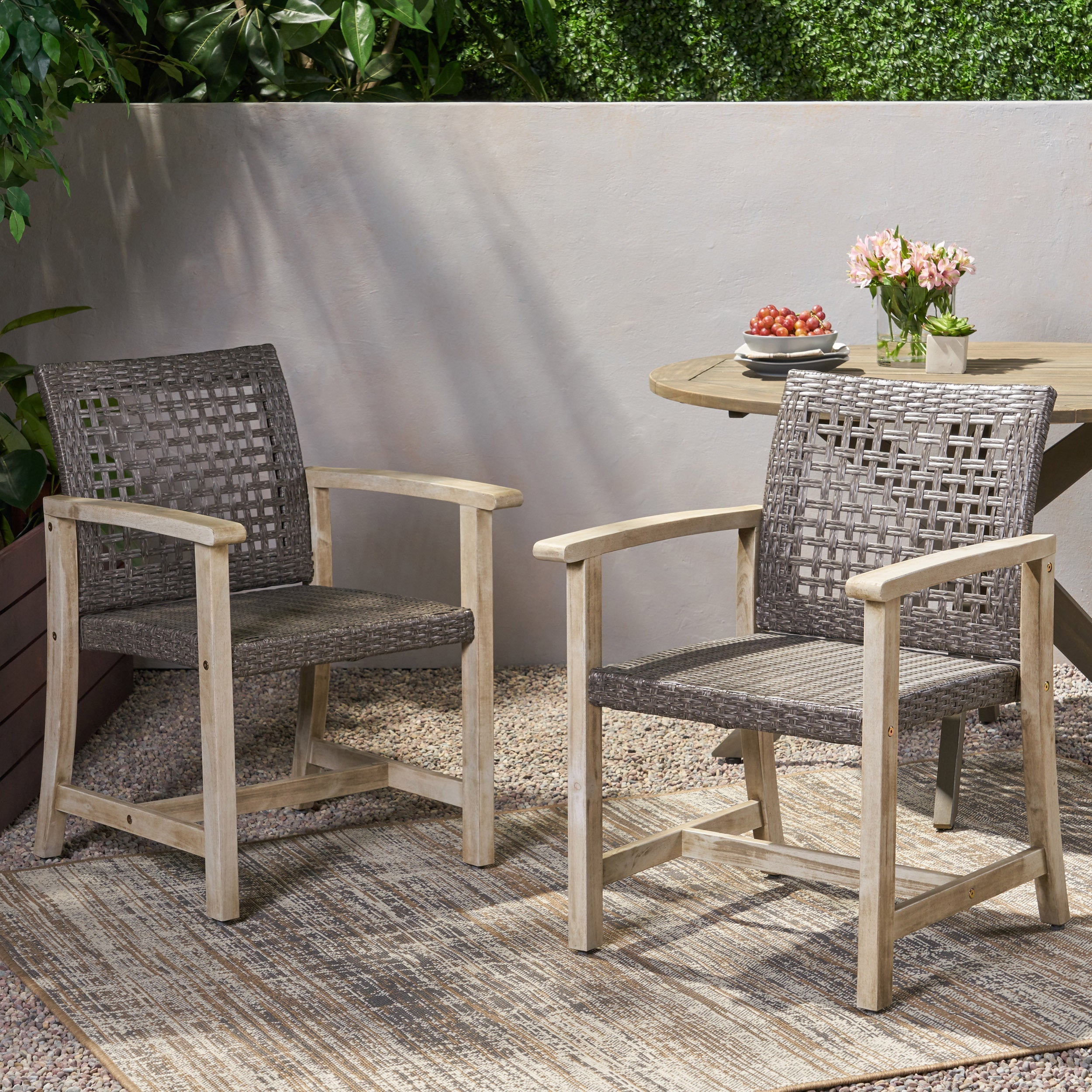 Hampton Outdoor Rattan Dining Chairs, Set of 2