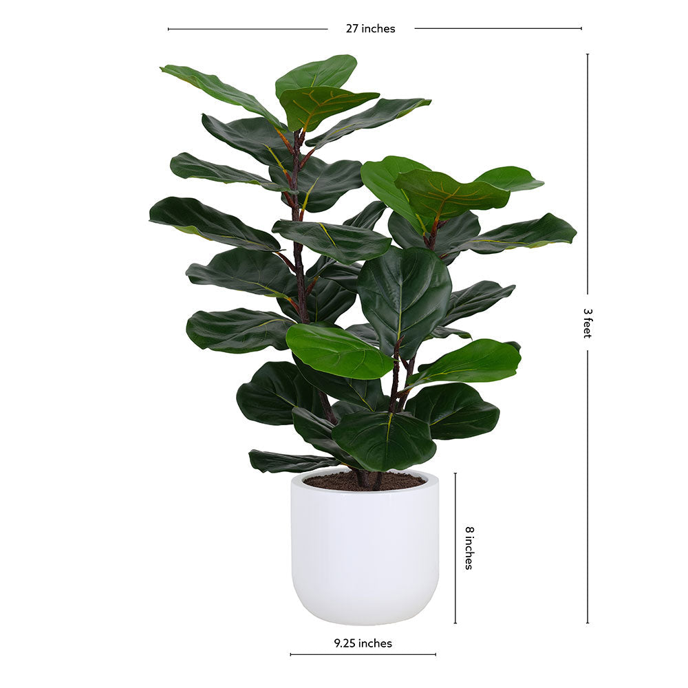 Faux Potted Fiddle Leaf Fig Tree, 3 ft