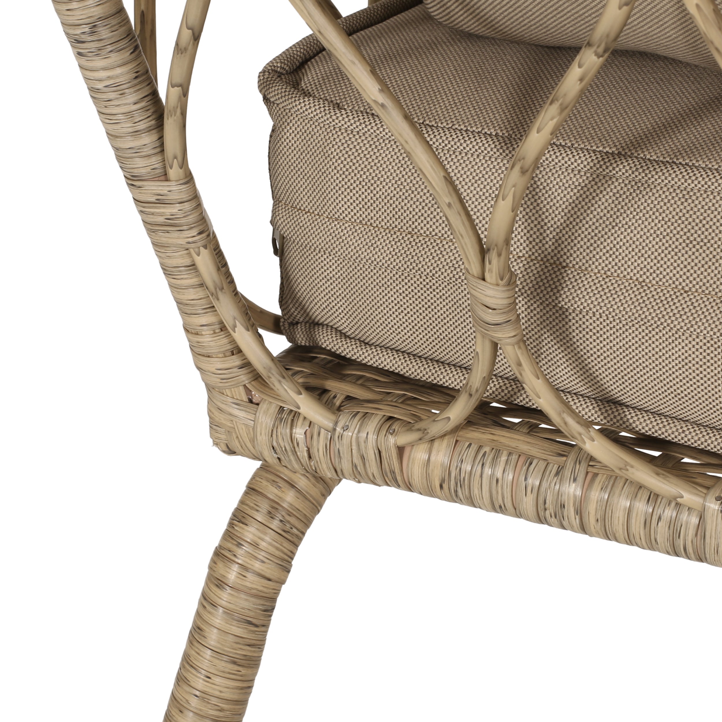 4-Piece Outdoor Rattan Chat Set with Coffee Table, Loveseat and 2 Sloped Arm Chairs