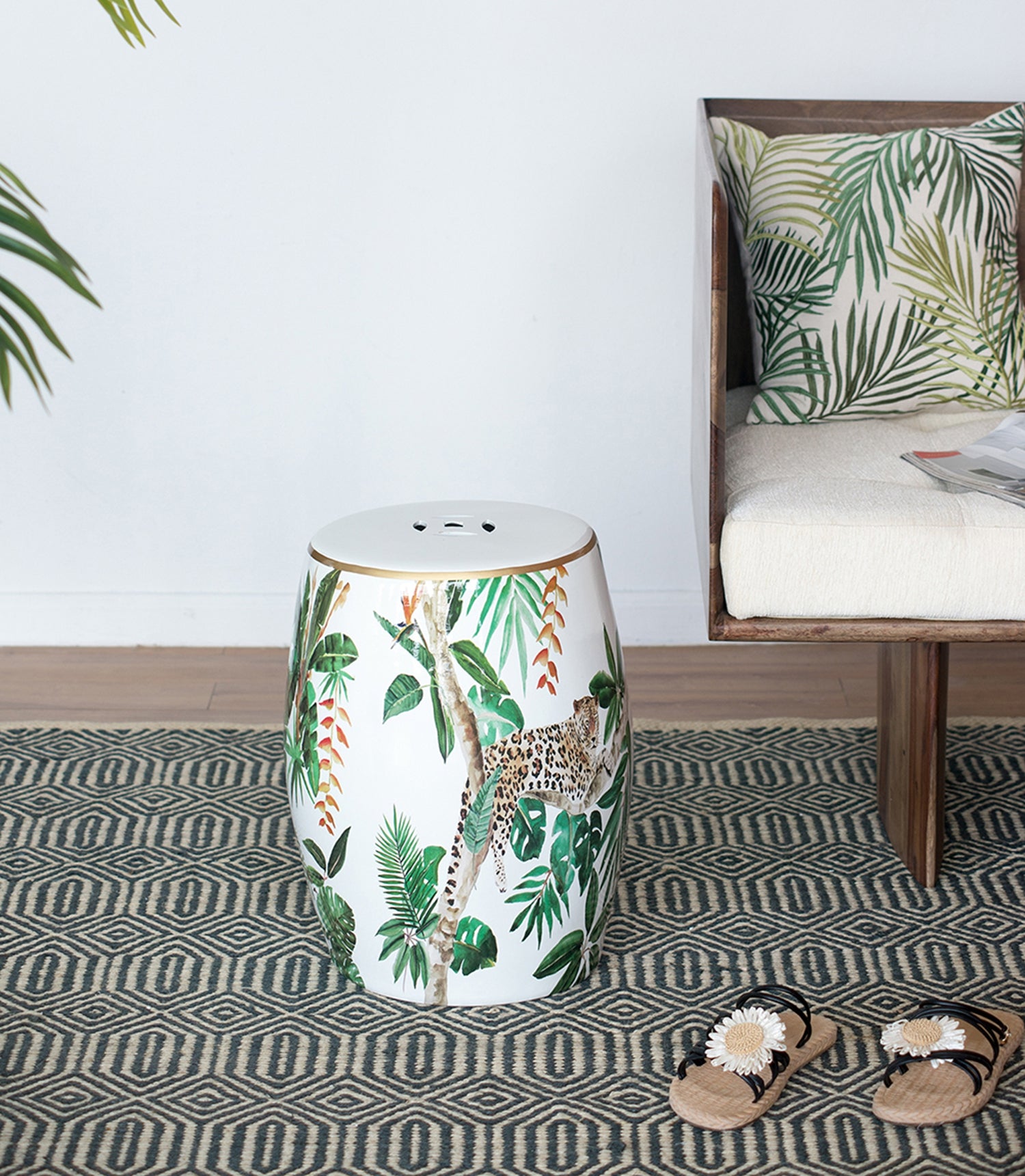 Jungle Ceramic Accent Garden Stool