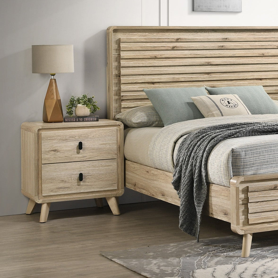 Mid-Century Natural 2-Drawer Nightstand