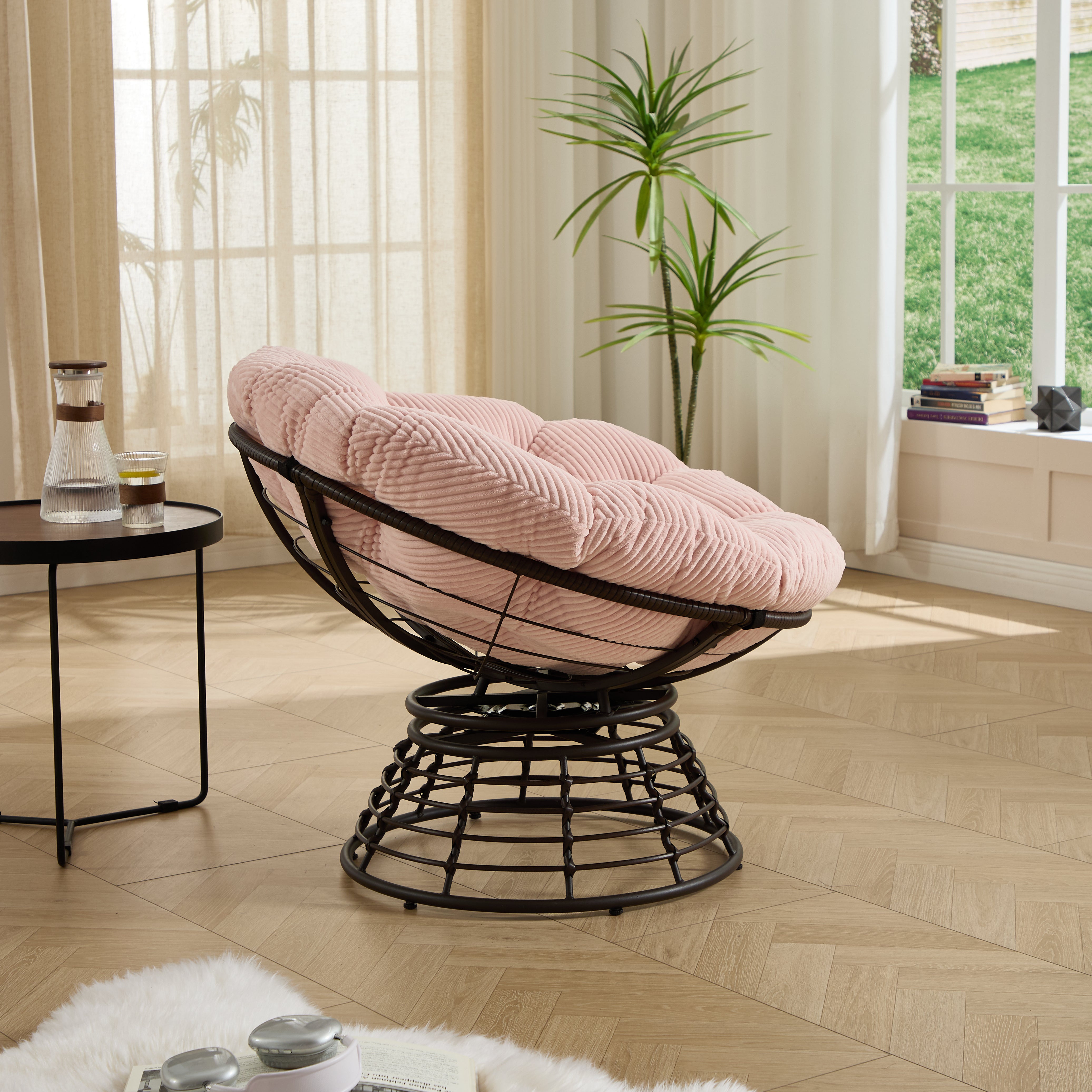 The Original Papasan™ 360° Swivel Indoor Outdoor Wicker Papasan Chair with Soft Thick Cushion