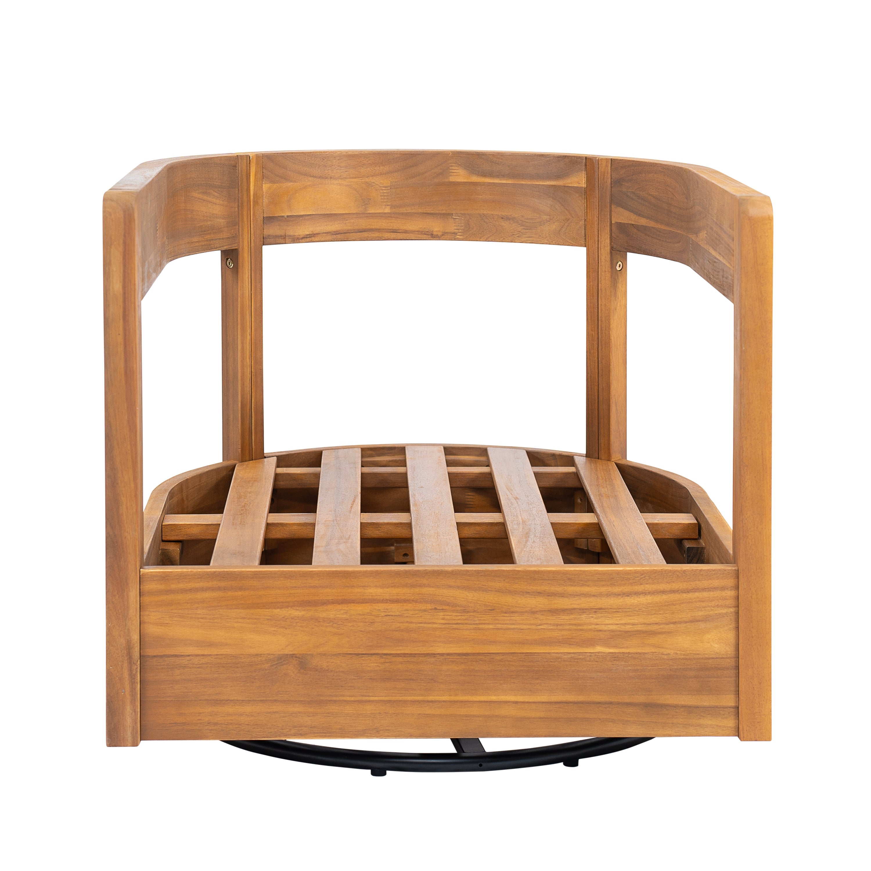 Telluride Outdoor Wood Swivel Club Chair with Beige Cushion