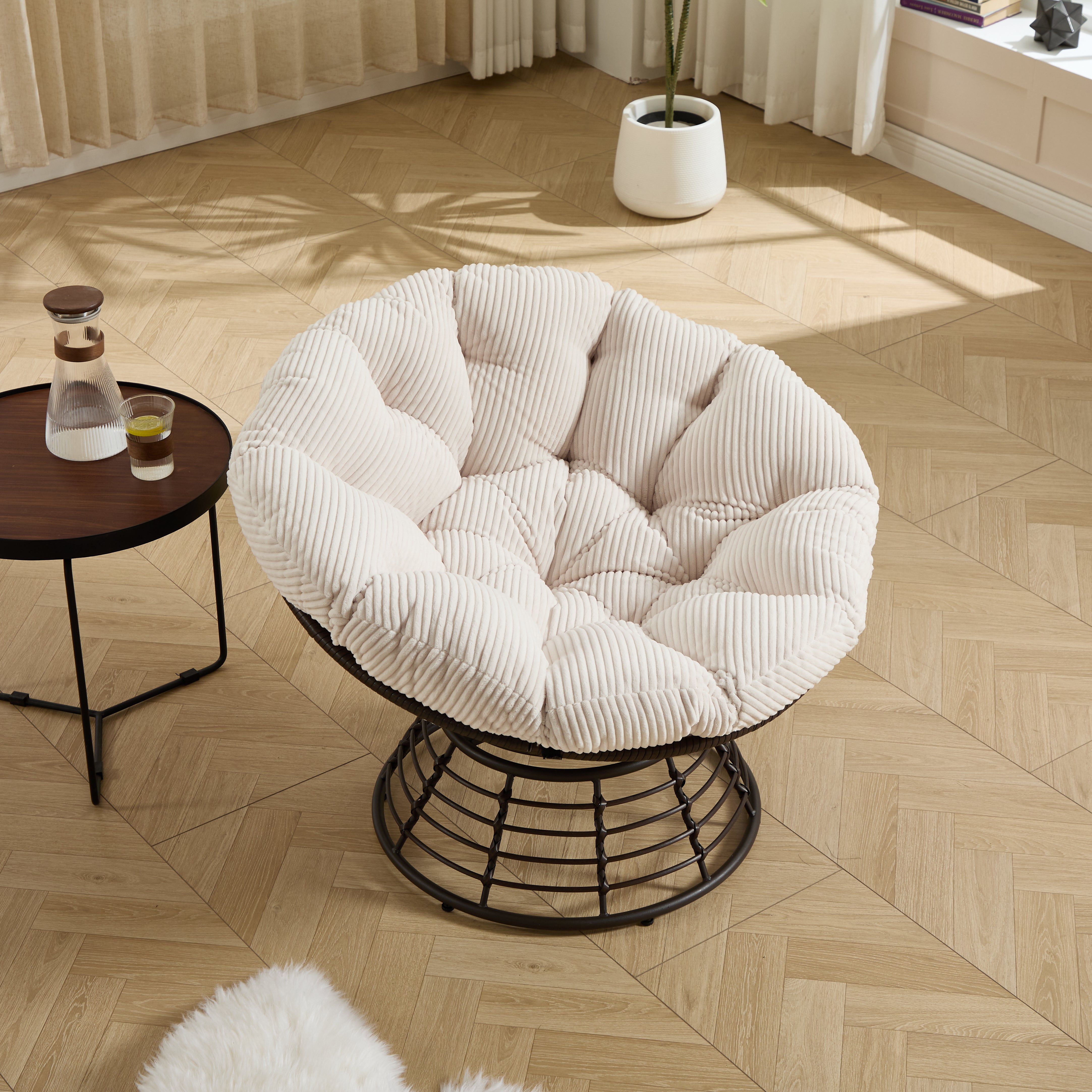 The Original Papasan™ 360° Swivel Indoor Outdoor Wicker Papasan Chair with Soft Thick Cushion