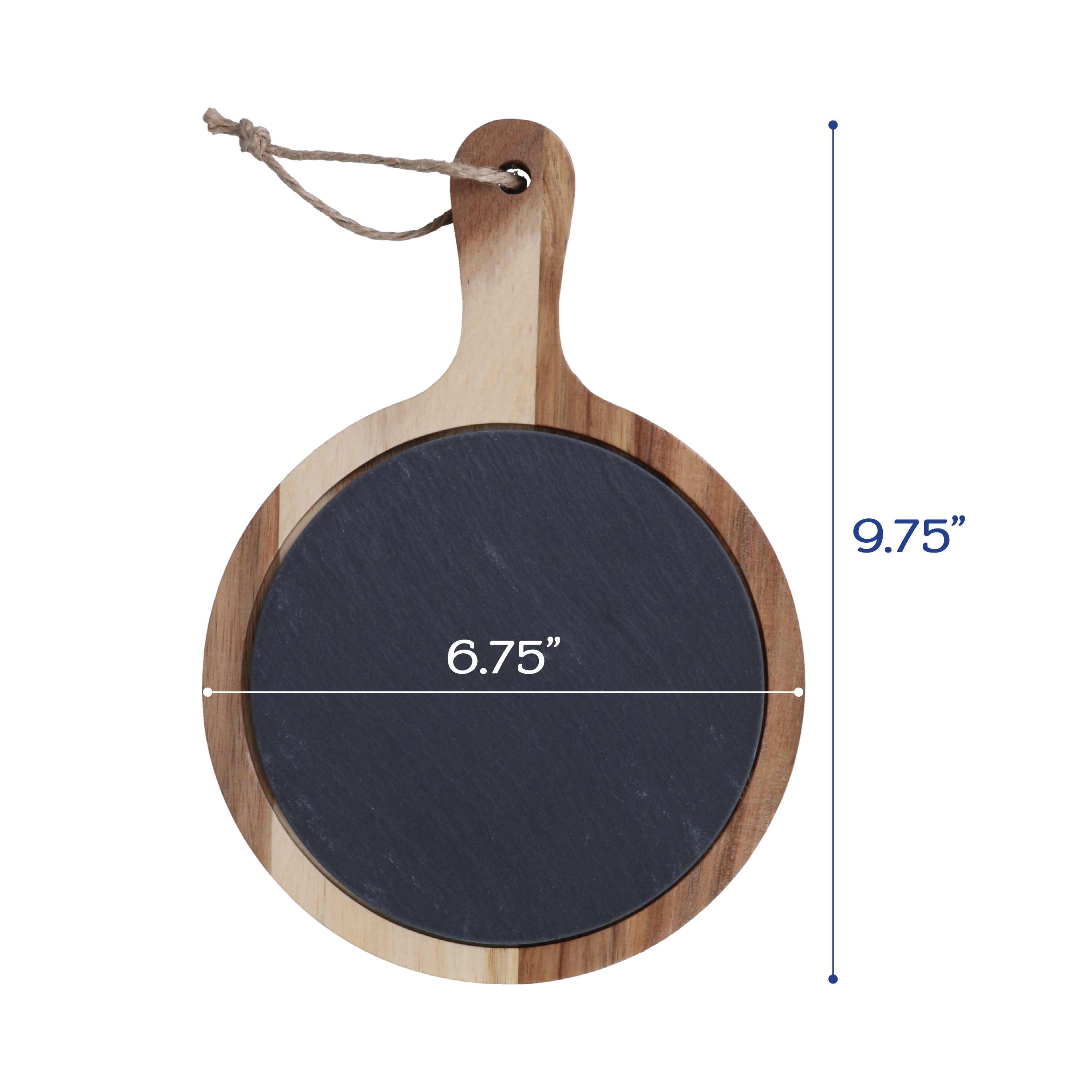 Round Set of 3 Slate and Wood Serving Boards