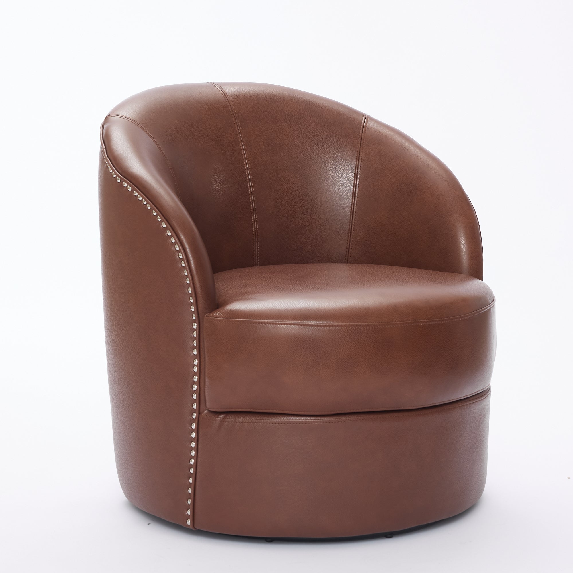 Top-Grain Leather Swivel Accent Chair