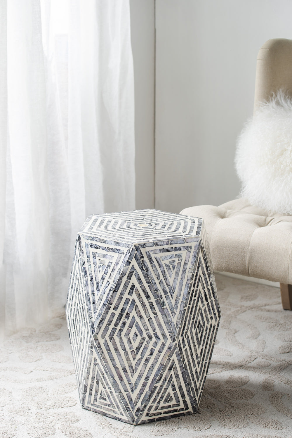 Capiz Hexagon Side Table