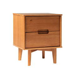 2-Drawer Solid Wood Nightstand with Cutout Handles - Nightstands