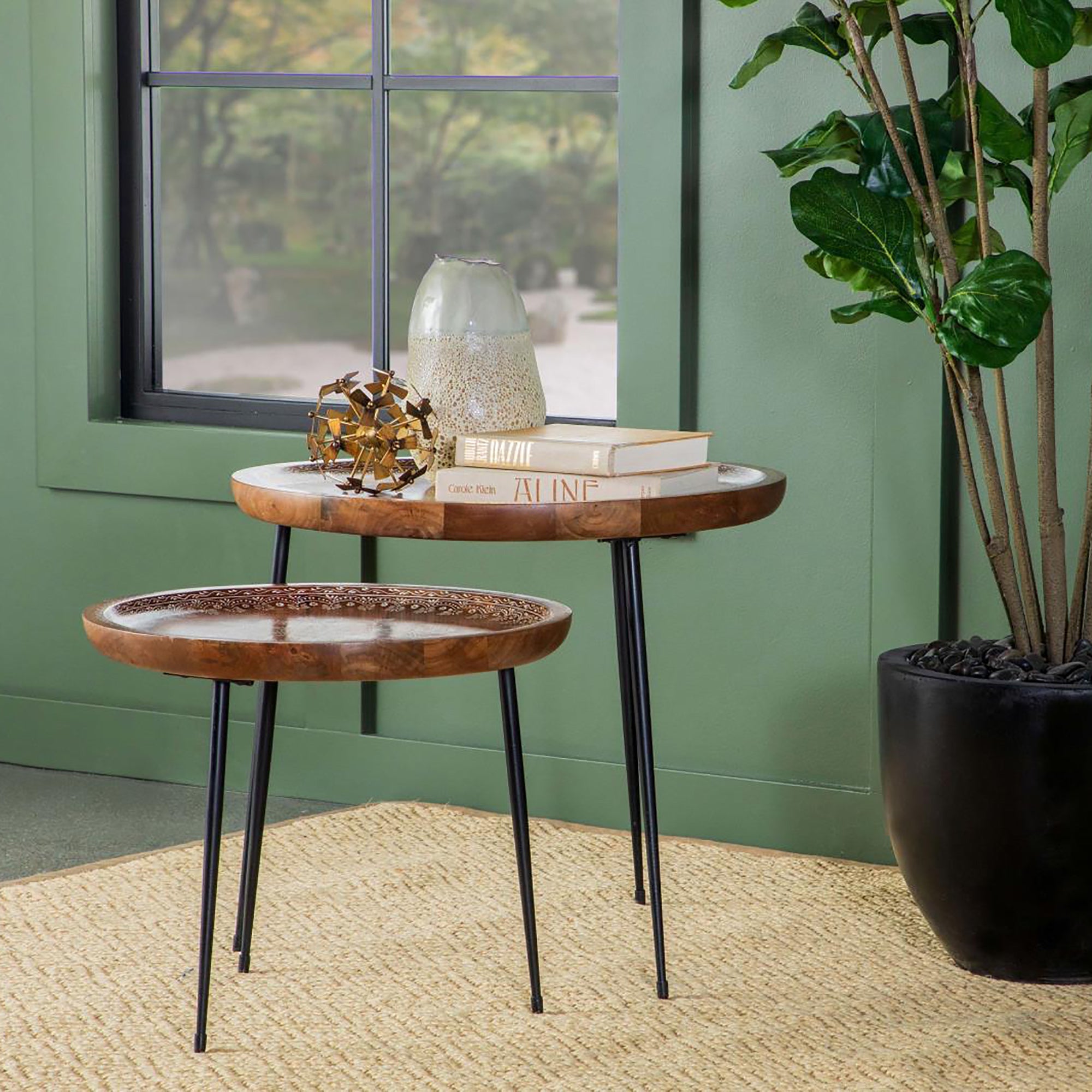 2 - Piece Nesting Table with Flared Legs - Side Tables
