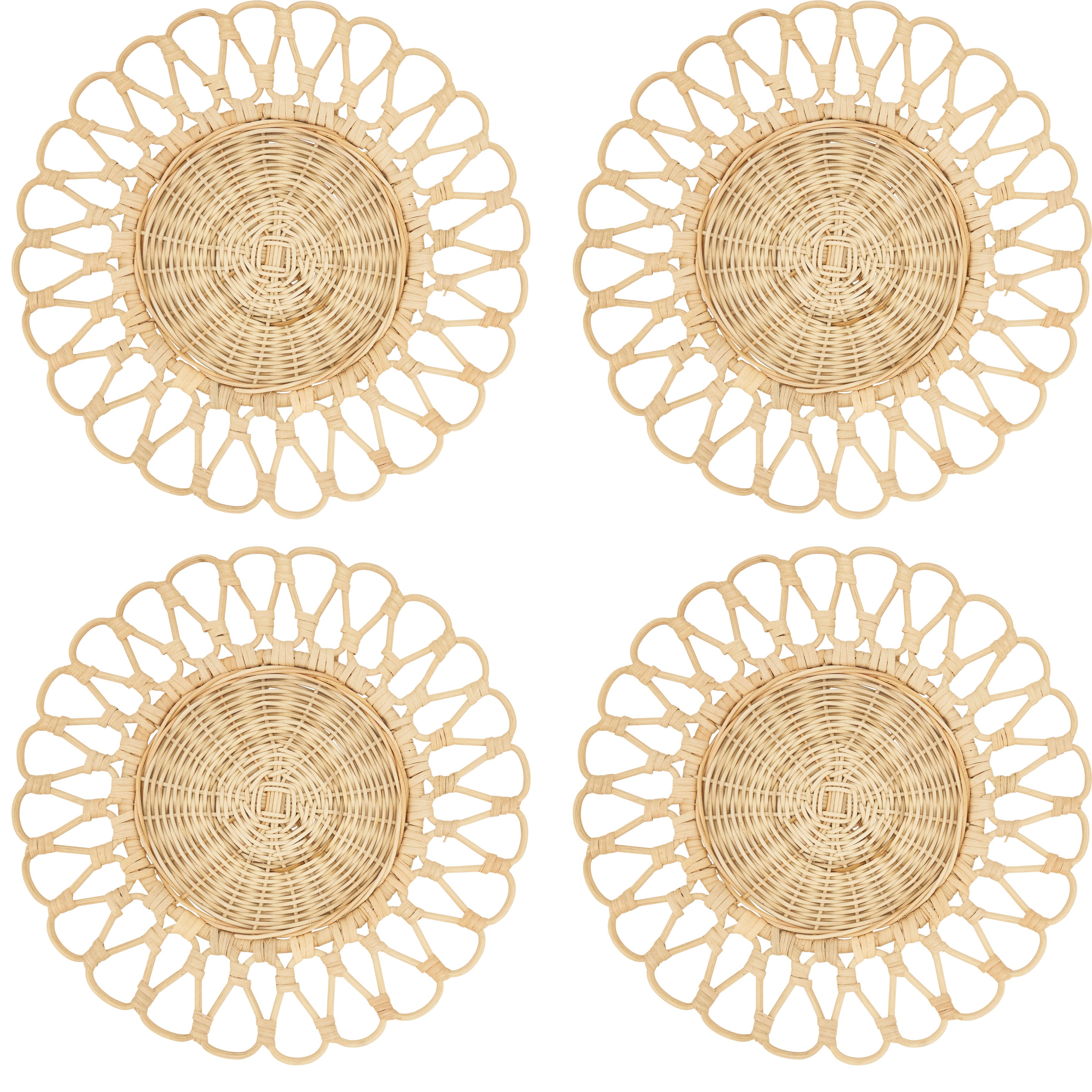 Cutwork Design Rattan Placemat, Set of 4
