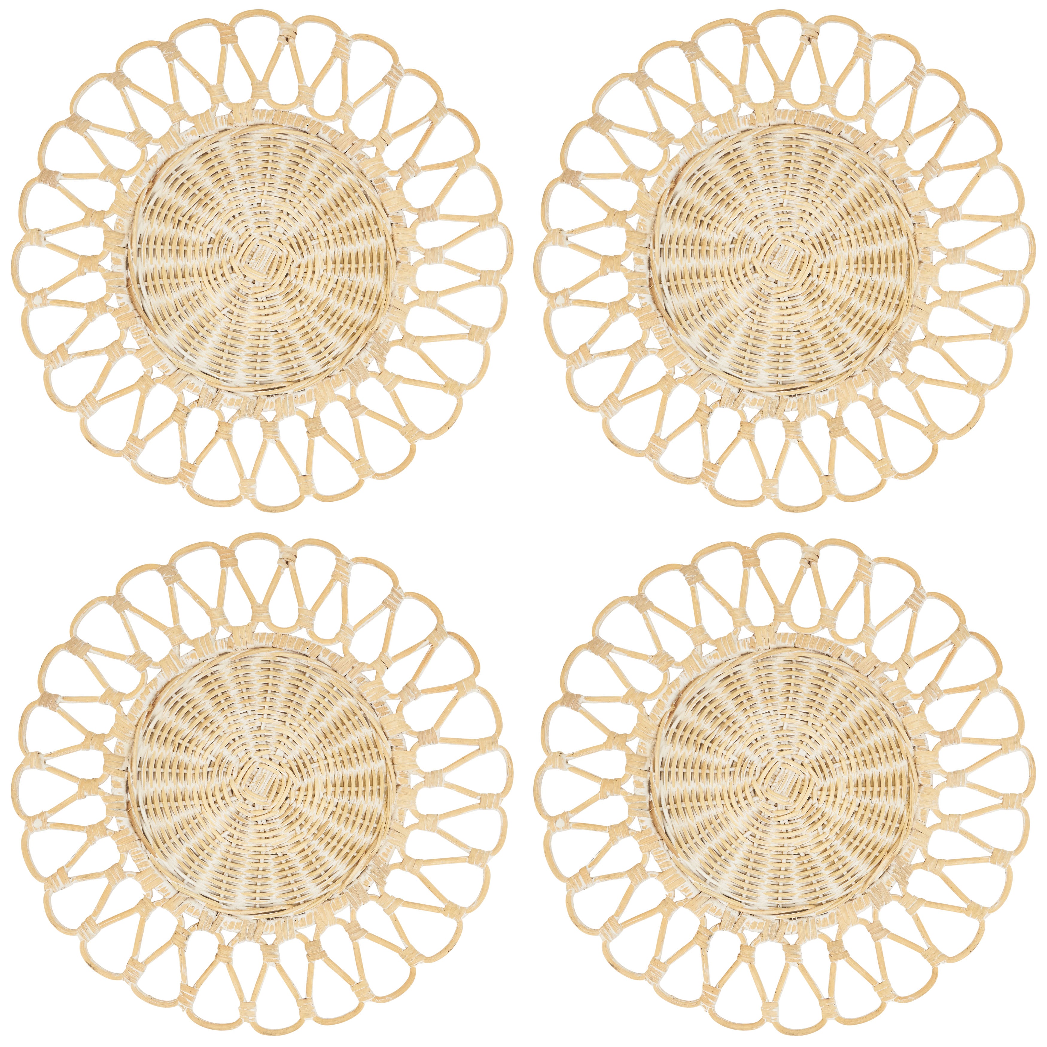 Cutwork Design Rattan Placemat, Set of 4