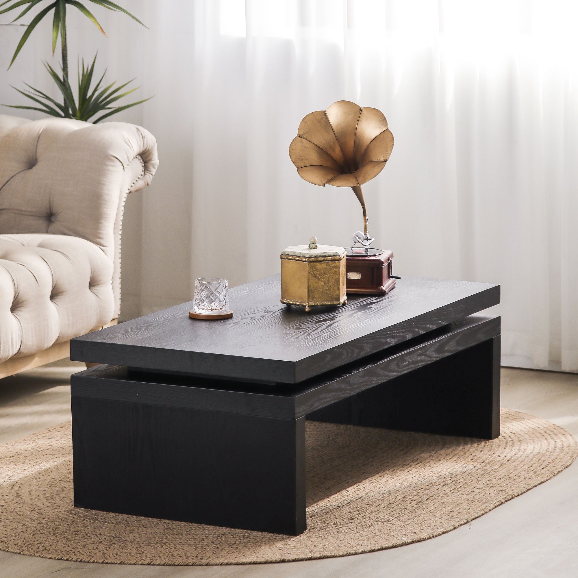 Modern Black Wood Coffee Table