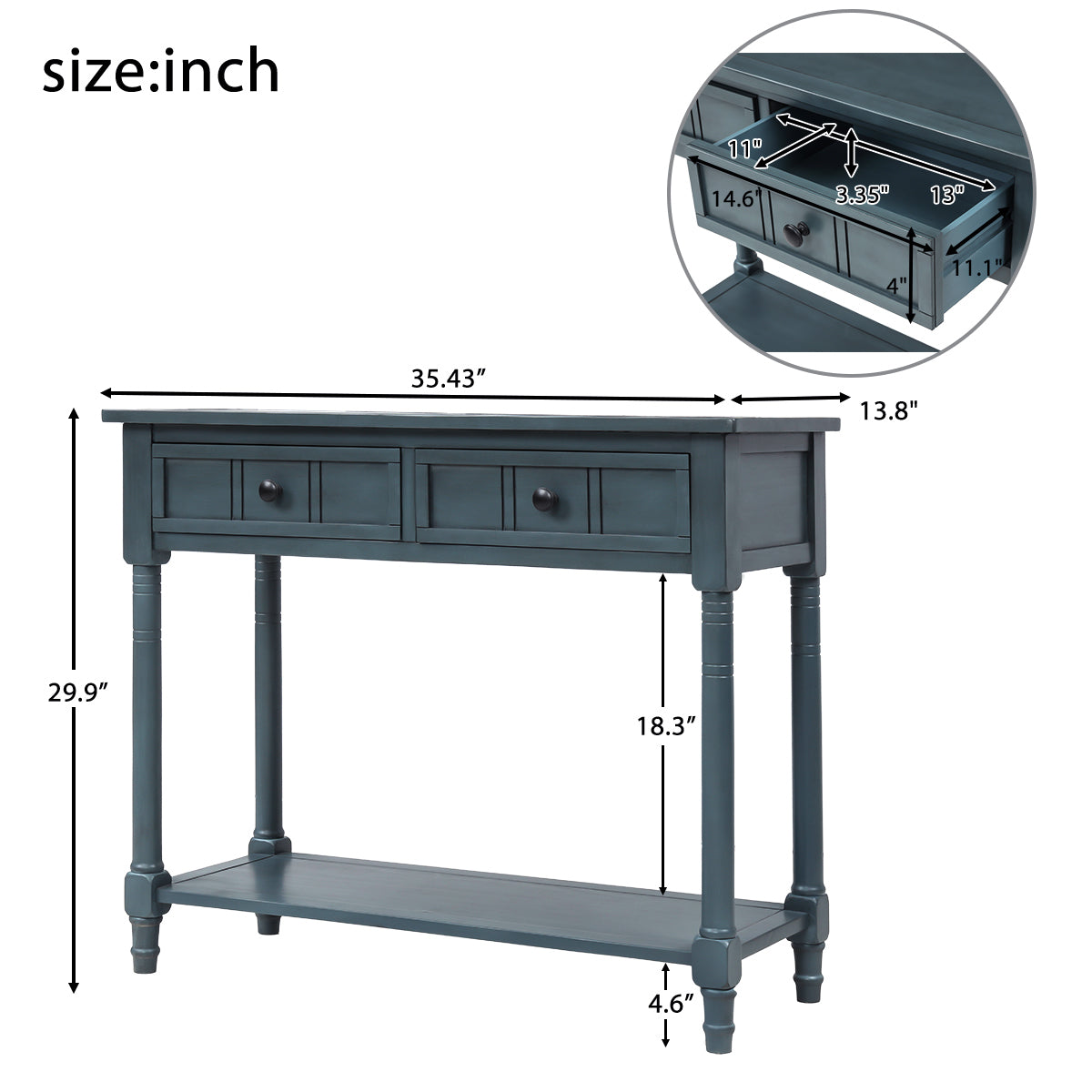 Jace Console Table with 2 Drawers and Bottom Shelf