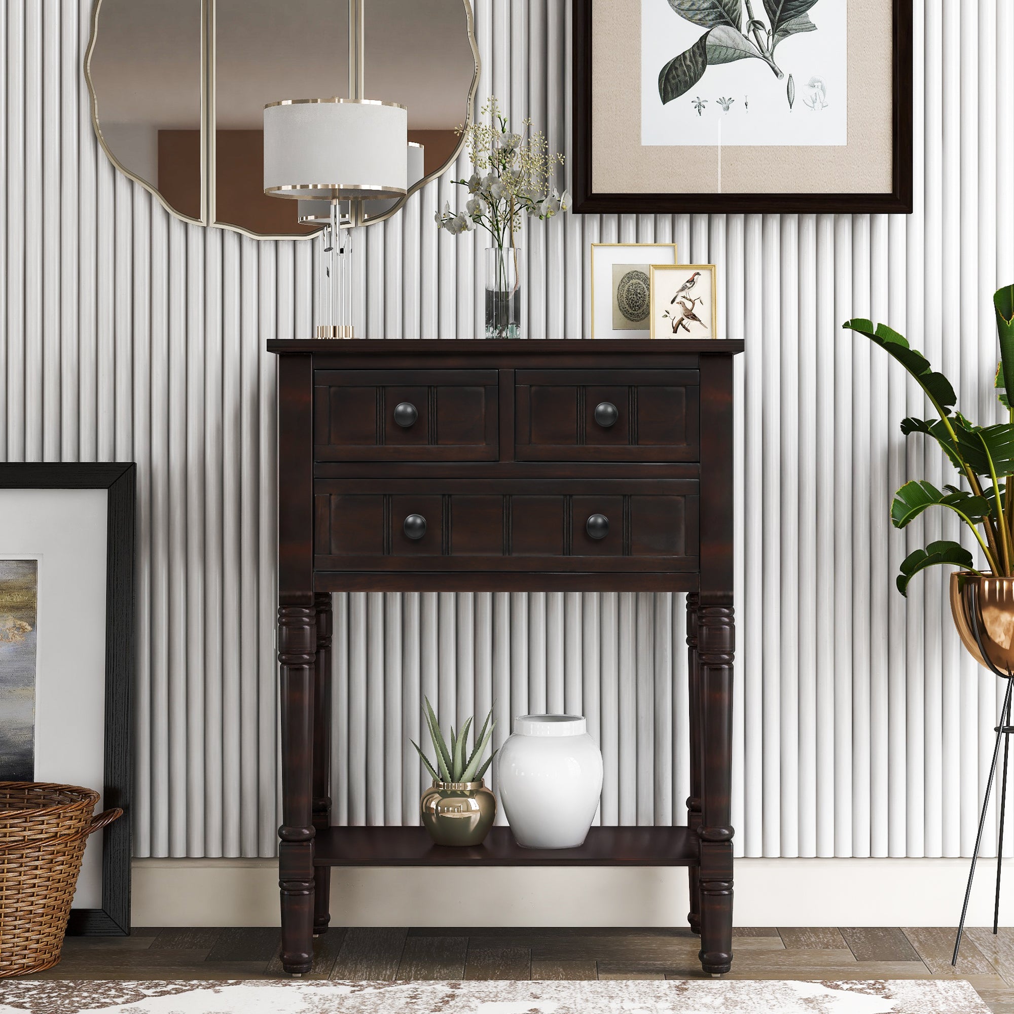 Kylie Console Table with 3 Storage Drawers and Bottom Shelf