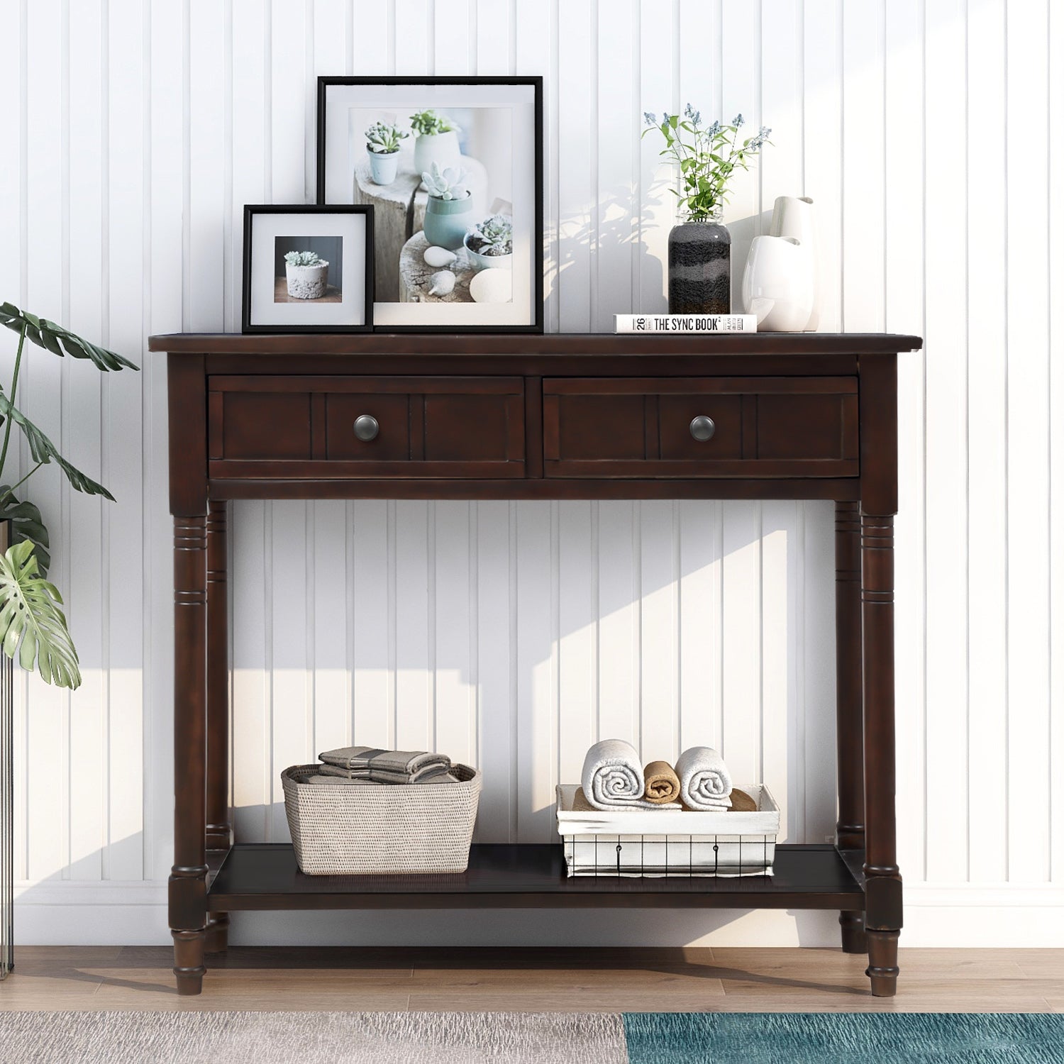 Jace Console Table with 2 Drawers and Bottom Shelf