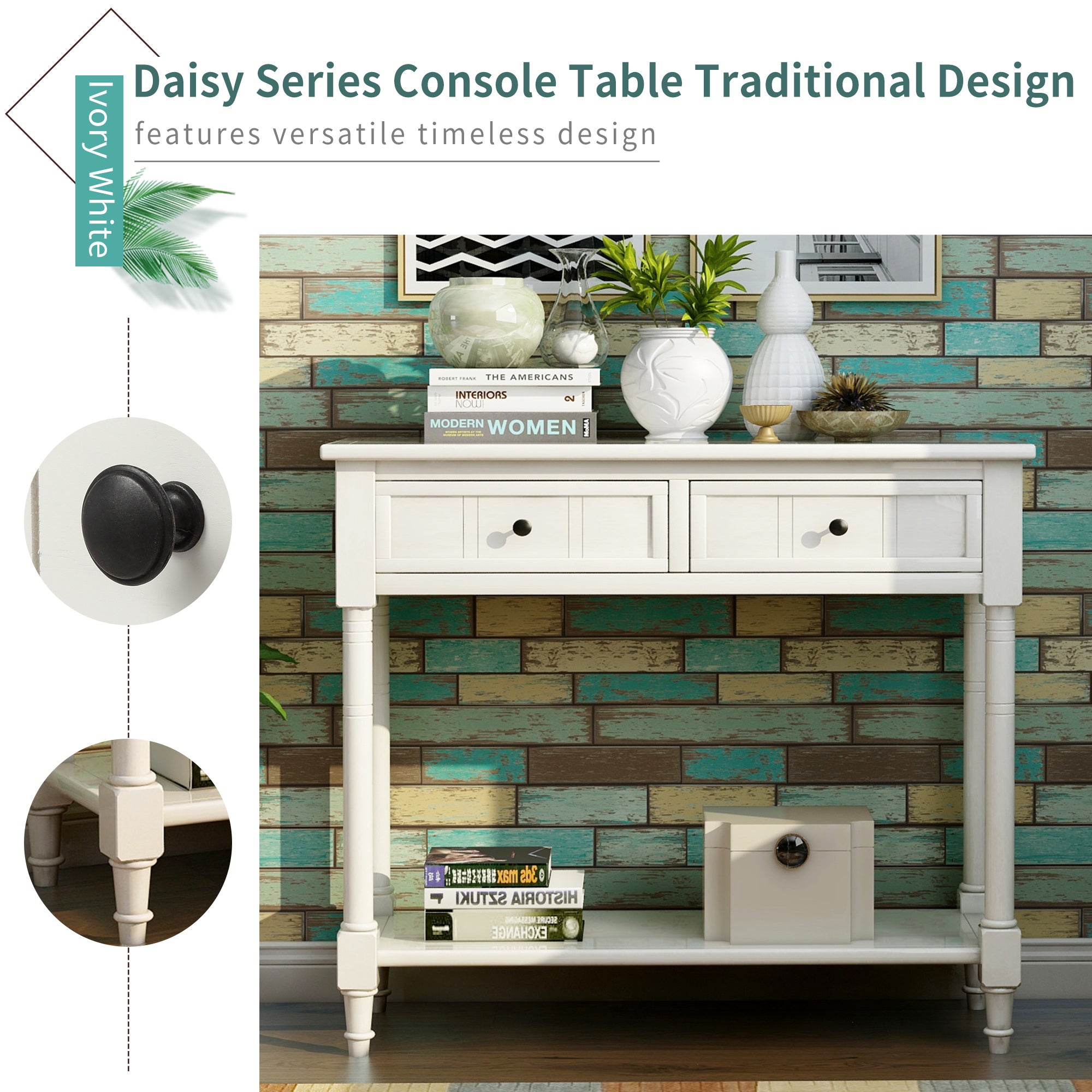 Jace Console Table with 2 Drawers and Bottom Shelf