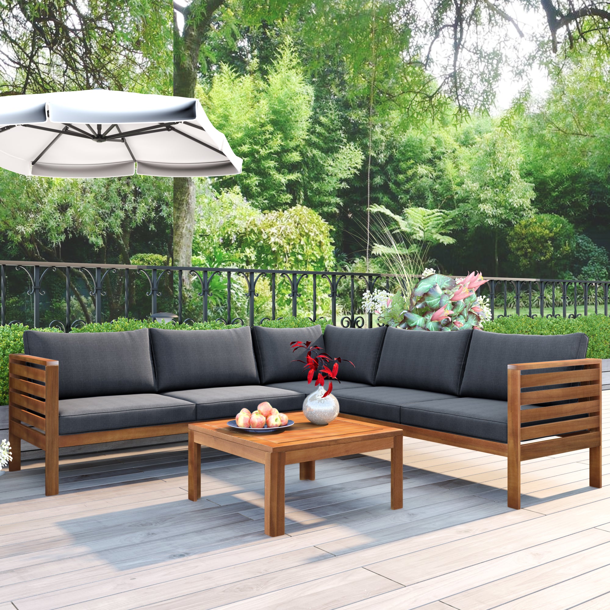 Acacia Wood Outdoor Sofa Seating Set